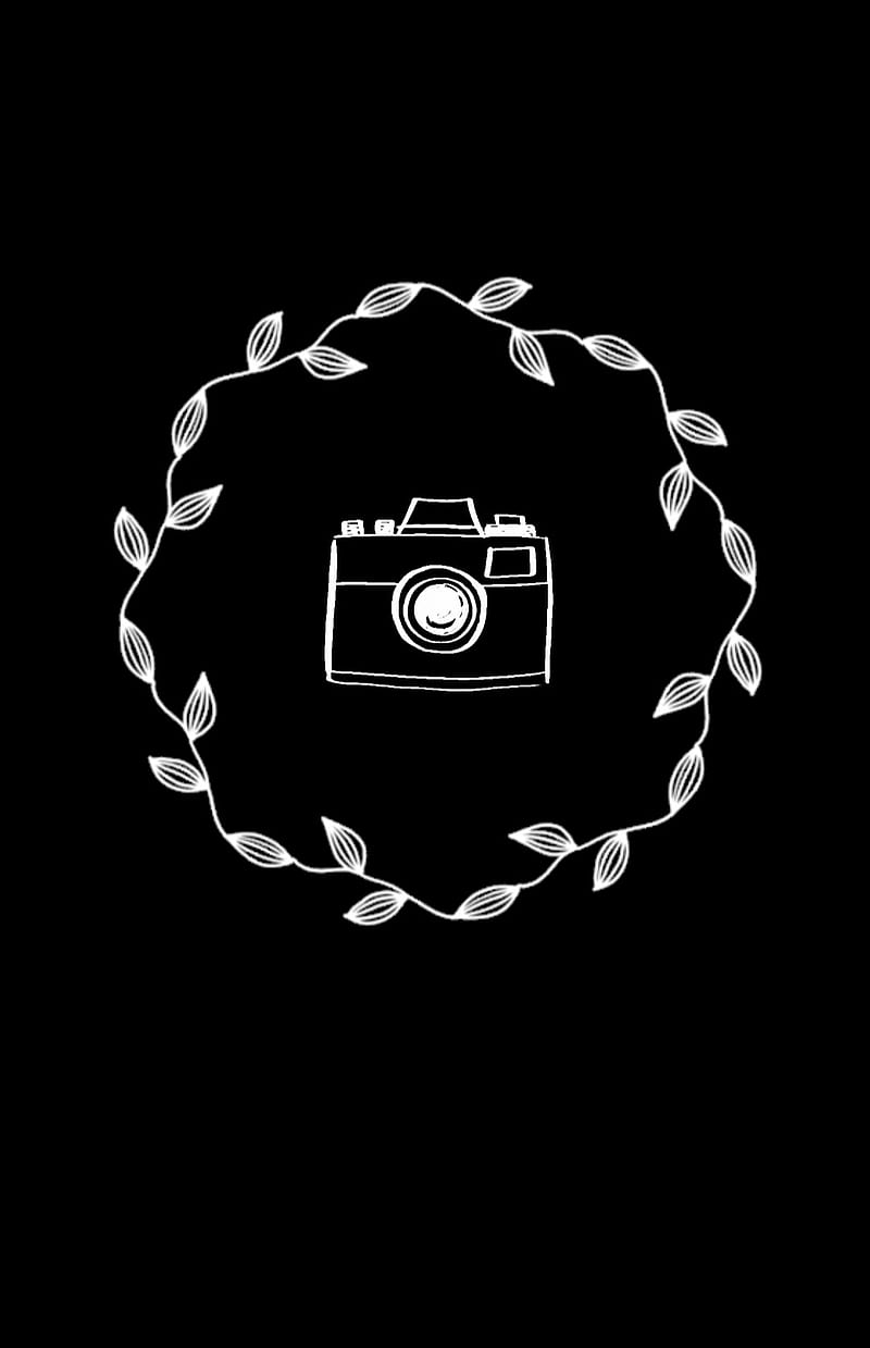 Kamera, Blätterkranz, Icon, Schwarzer Hintergrund, HD, Sperrbildschirm fürs iPhone