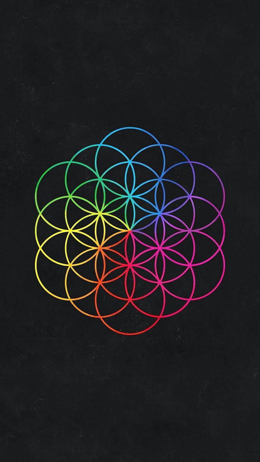 A Head Full of Dreams, Coldplay, Blume des Lebens, Regenbogenfarben, Neon, Dunkler Hintergrund, Sperrbildschirm