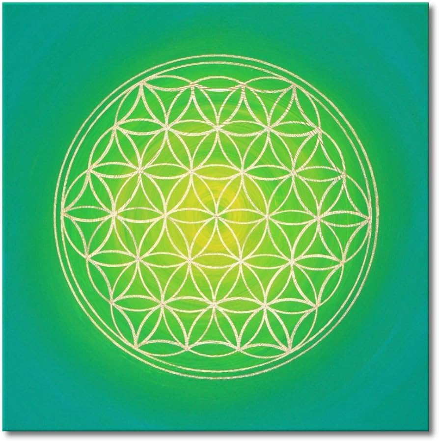 Blume des Lebens, Grüner Hintergrund, Leuchten, Heilige Geometrie, Spirituell, Wallpaper
