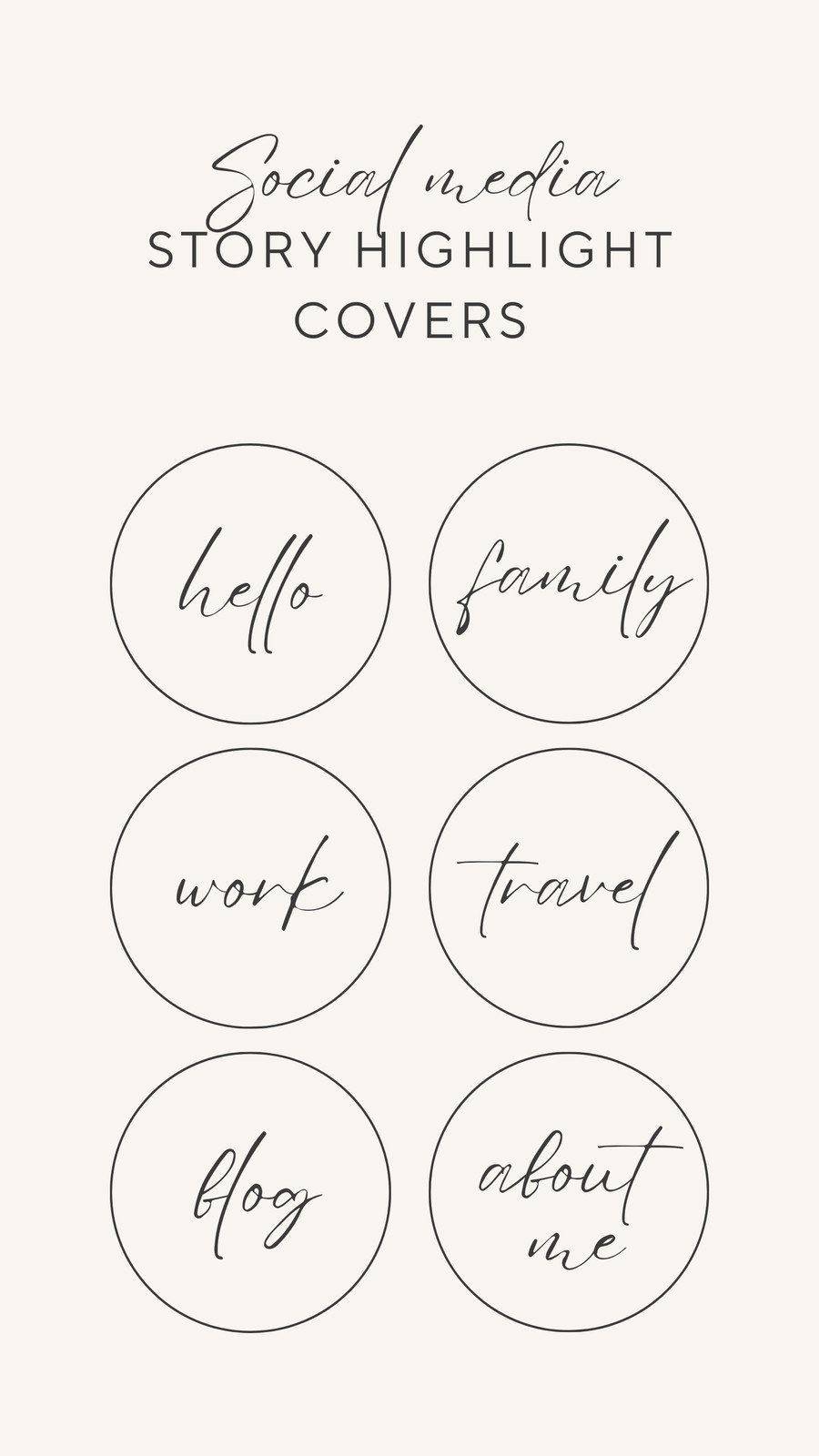 Highlight-Cover, Handschrift, Family, Travel, Kreise, HD, Handy-Hintergrund im Hochformat