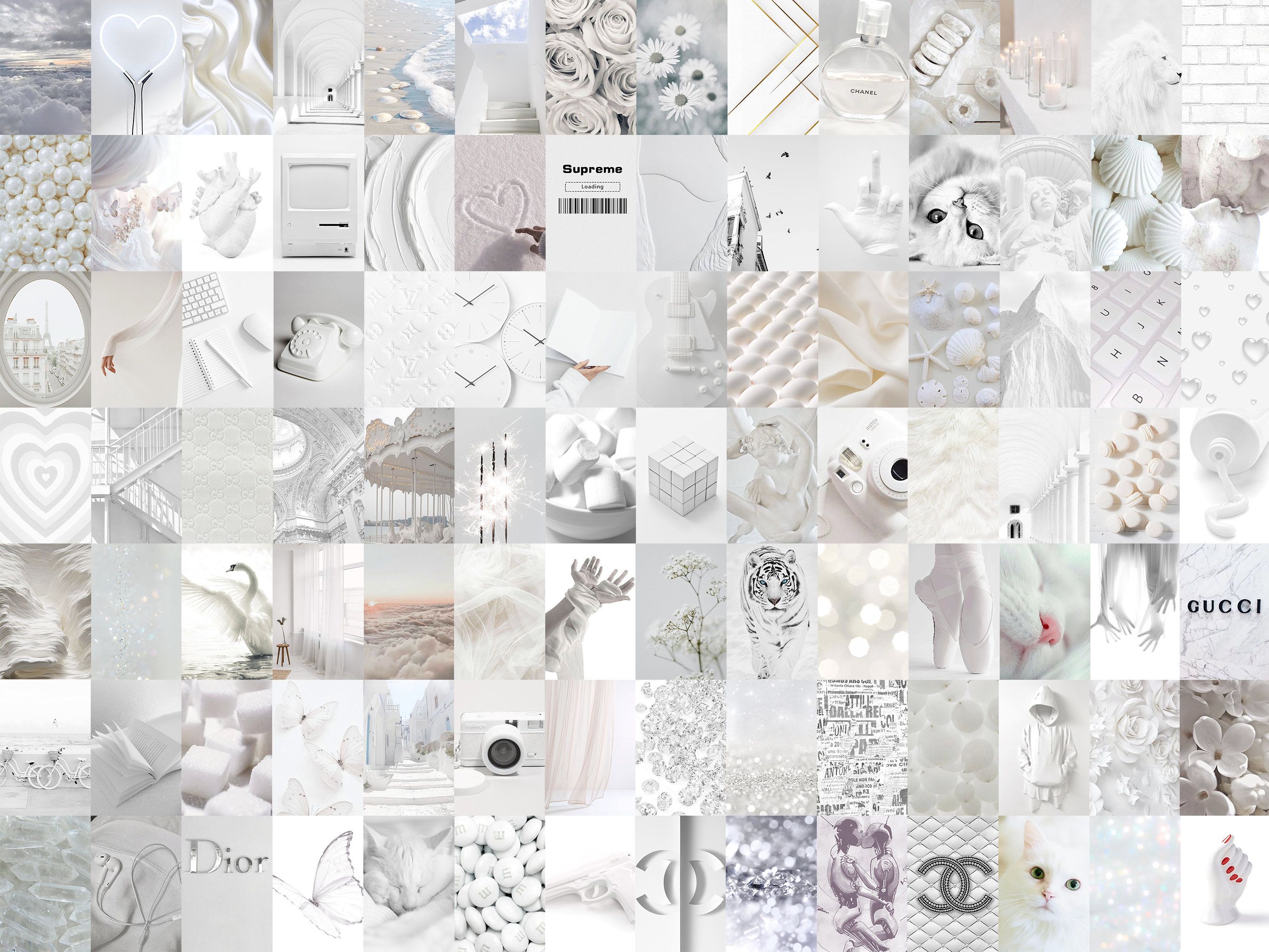 Collage, Chanel, Gucci, Moodboard, Helle Töne, 2K, Hintergrundbild fürs Tablet