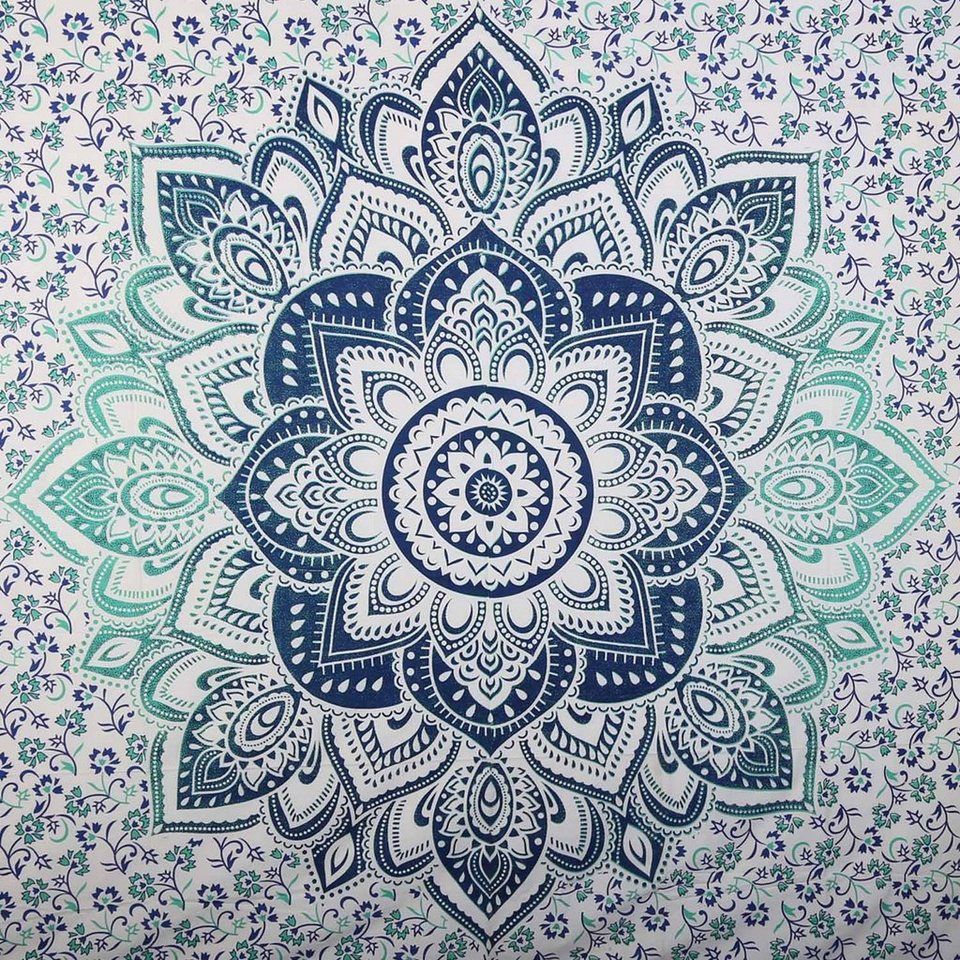Mandala, Blau, Ornament, Wandteppich, Boho, Hintergrundbild für iPad und Tablet