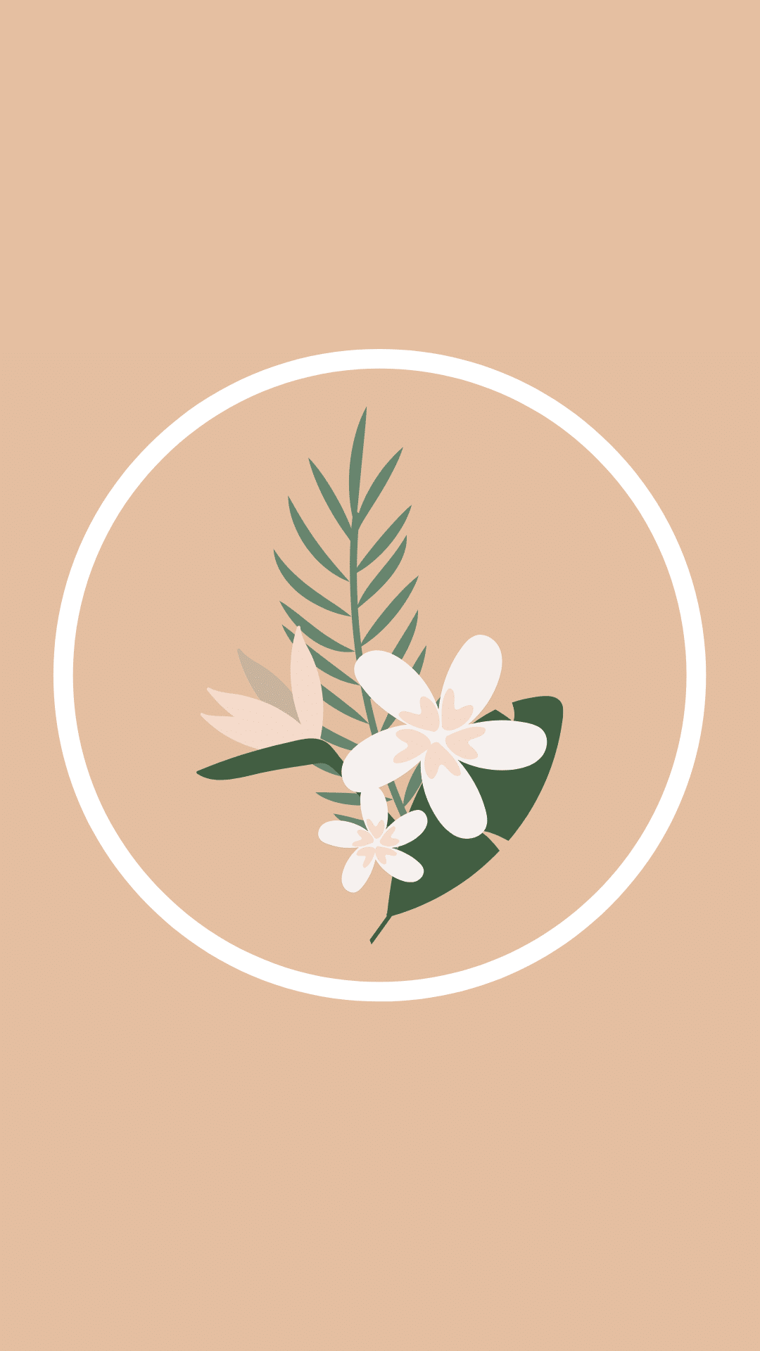 Blumen, Blätter, Kreis, Icon, Pfirsichfarbener Hintergrund, Sperrbildschirm fürs iPhone