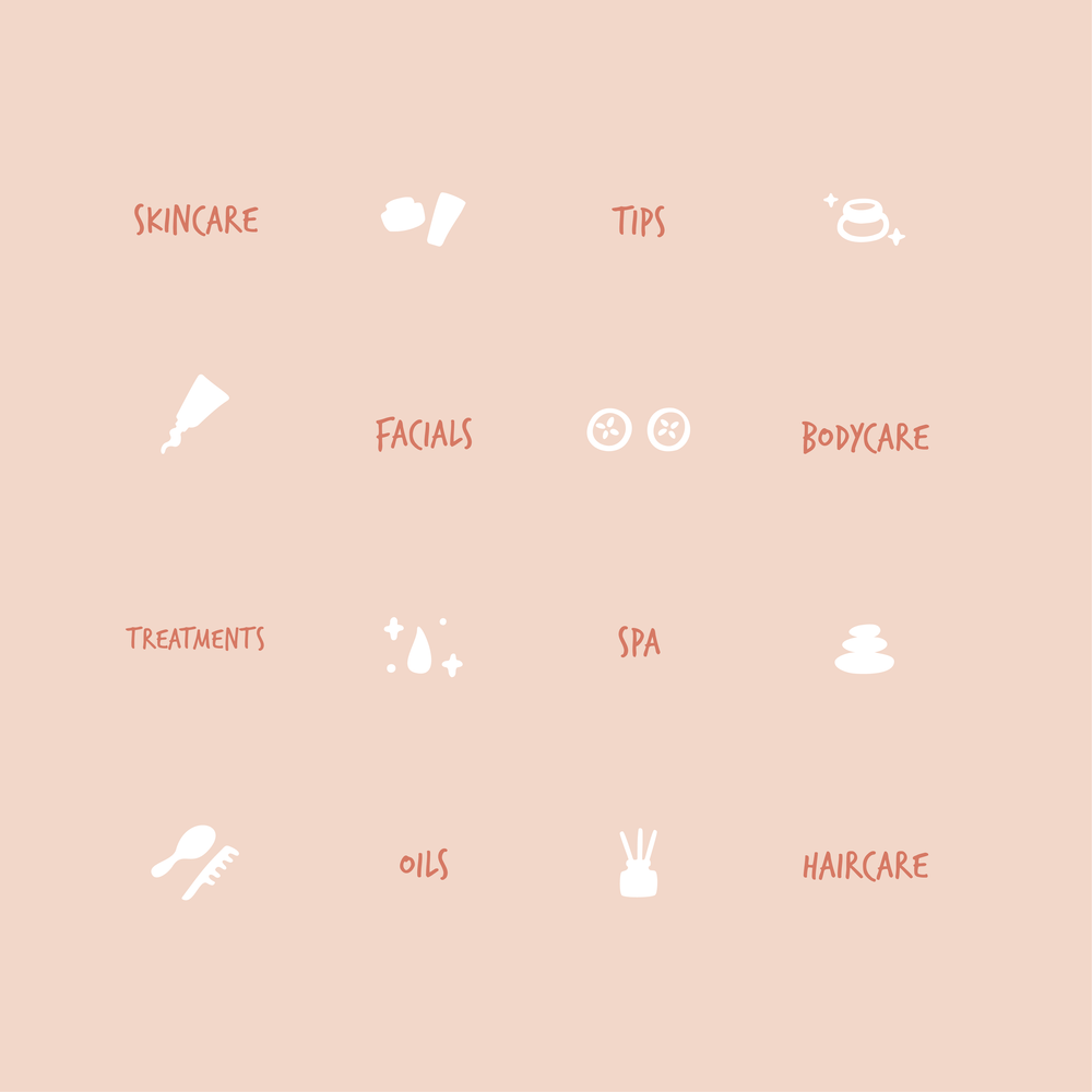 Highlight-Cover, Skincare, Spa, Haircare, Icons, Rosa, Hintergrundbild für iPad und Tablet