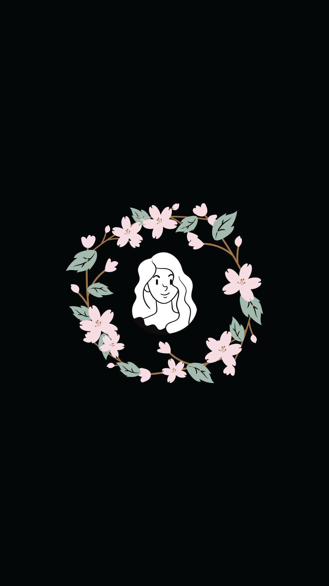 Blumenkranz, Mädchen, Icon, Schwarzer Hintergrund, Full HD, Sperrbildschirm fürs iPhone