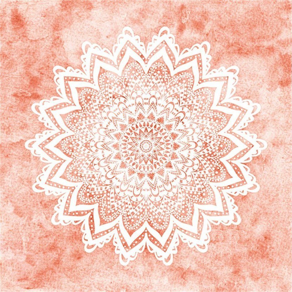Mandala, Lachsfarben, Aquarell, Ornament, Weiß, Hintergrundbild für iPad und Tablet