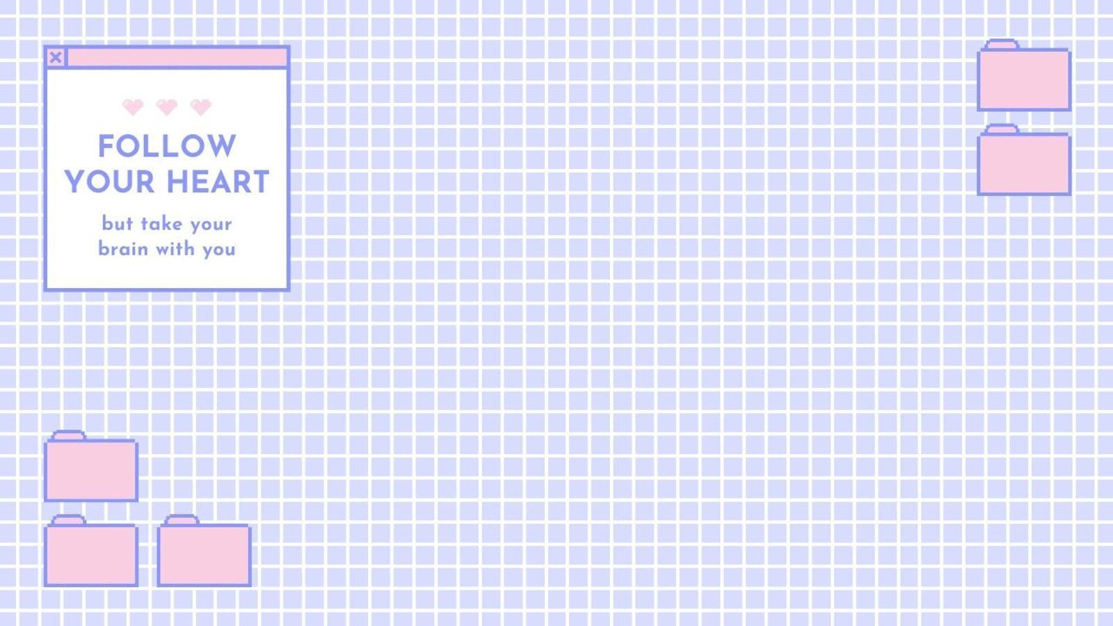 Follow Your Heart, Ordner-Icons, Gittermuster, Pastelllila, Desktop-Organizer, HD-Hintergrundbild