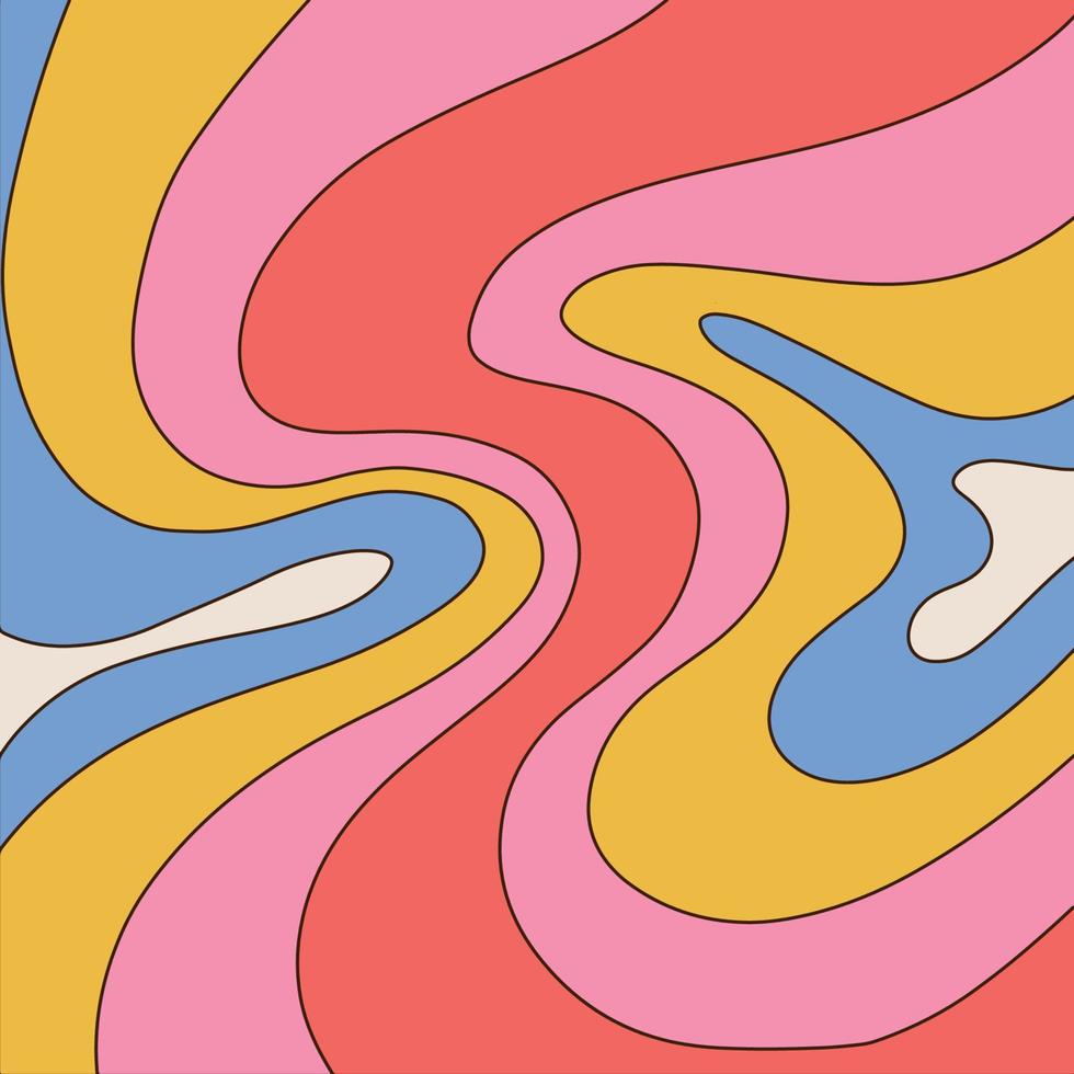 Psychedelisch, Wellen, Retro, Bunt, 70er-Jahre, Hintergrundbild für iPad und Tablet