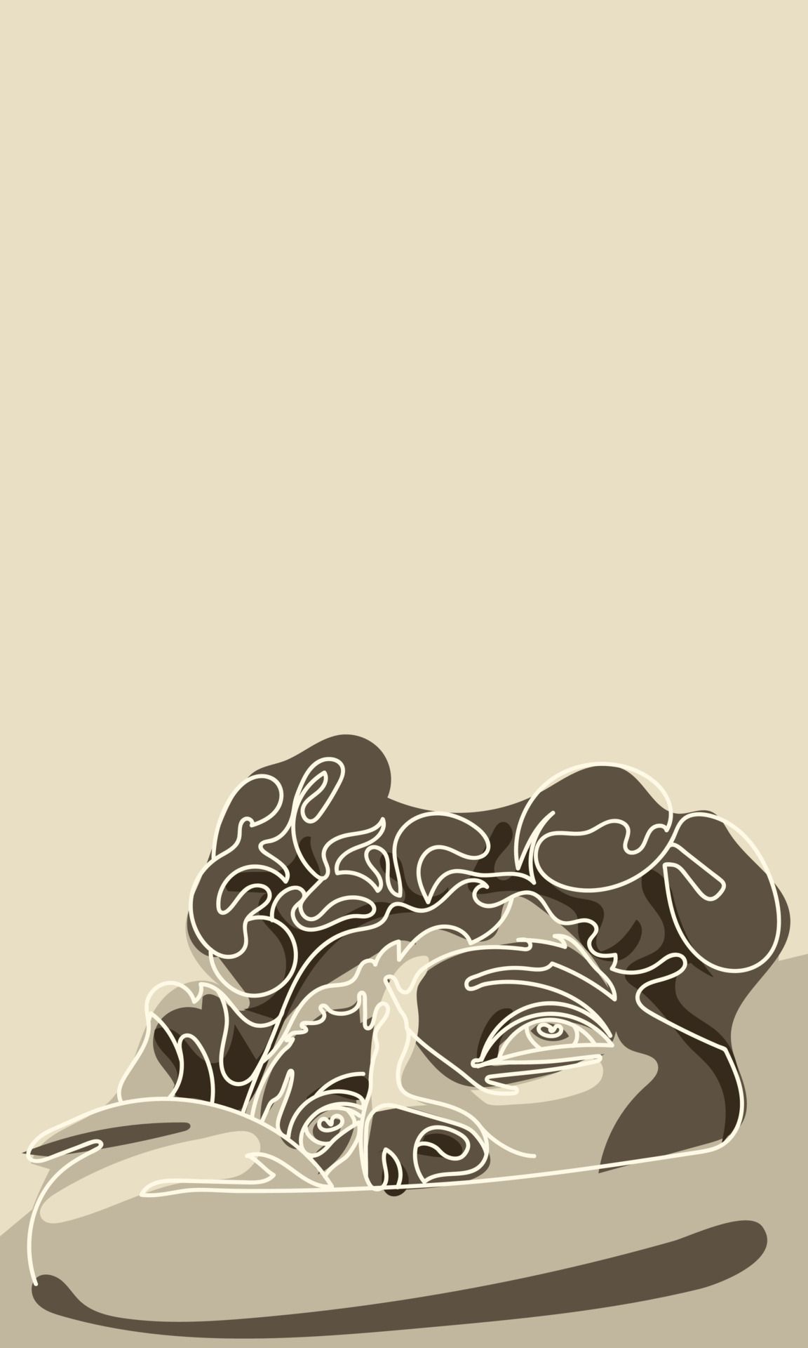 Skulptur, Kopf, Linienkunst, Beige, Minimalistisch, Full HD, Hintergrundbild fürs Handy