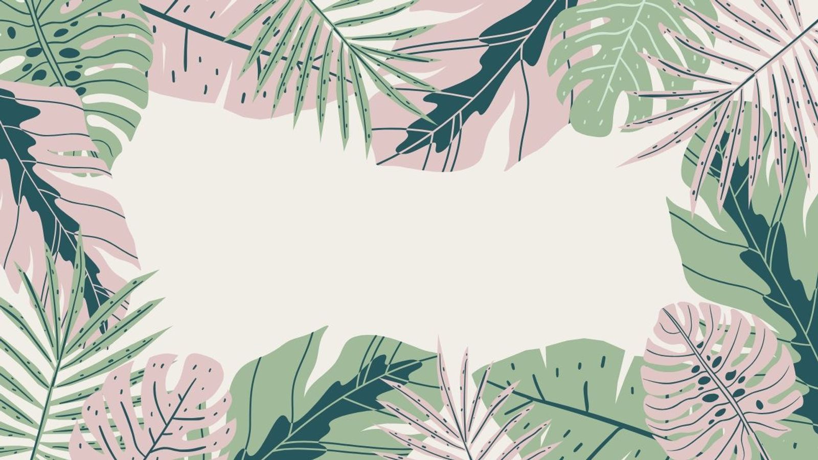 Tropische Blätter, Rahmen, Pastell, Illustration, HD, Desktop-Hintergrund für Windows