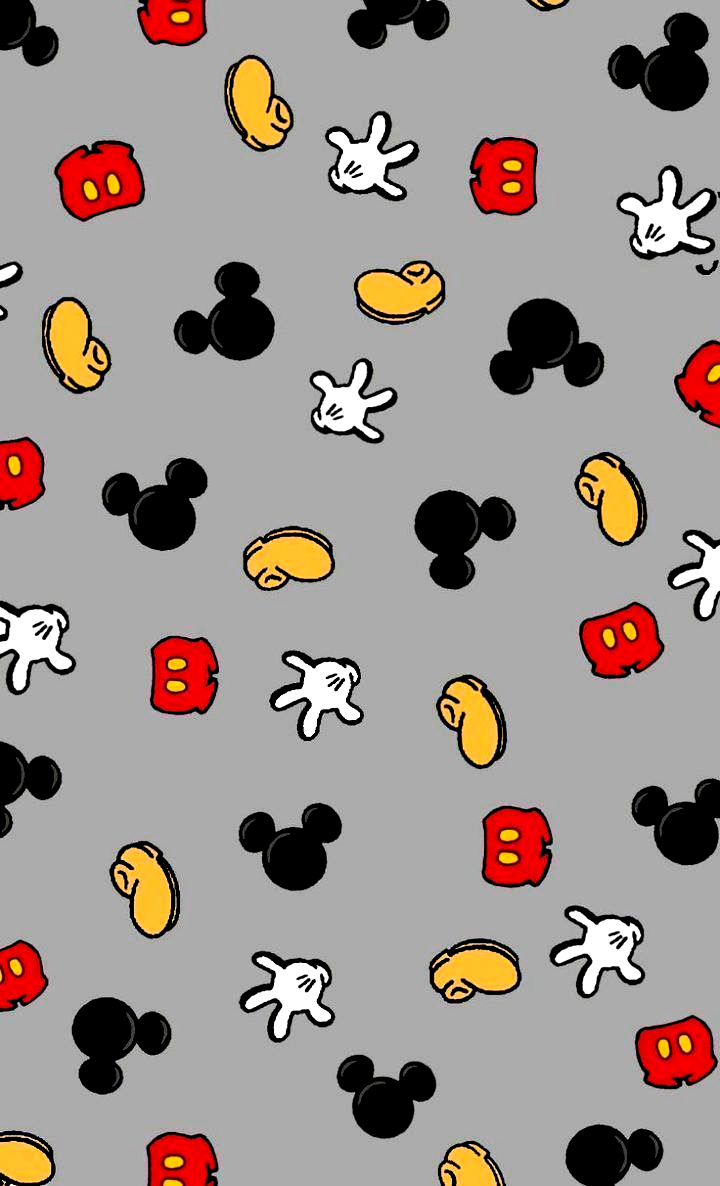 Micky Maus, Muster, Handschuhe, Grauer Hintergrund, Silhouetten, Sperrbildschirm fürs iPhone