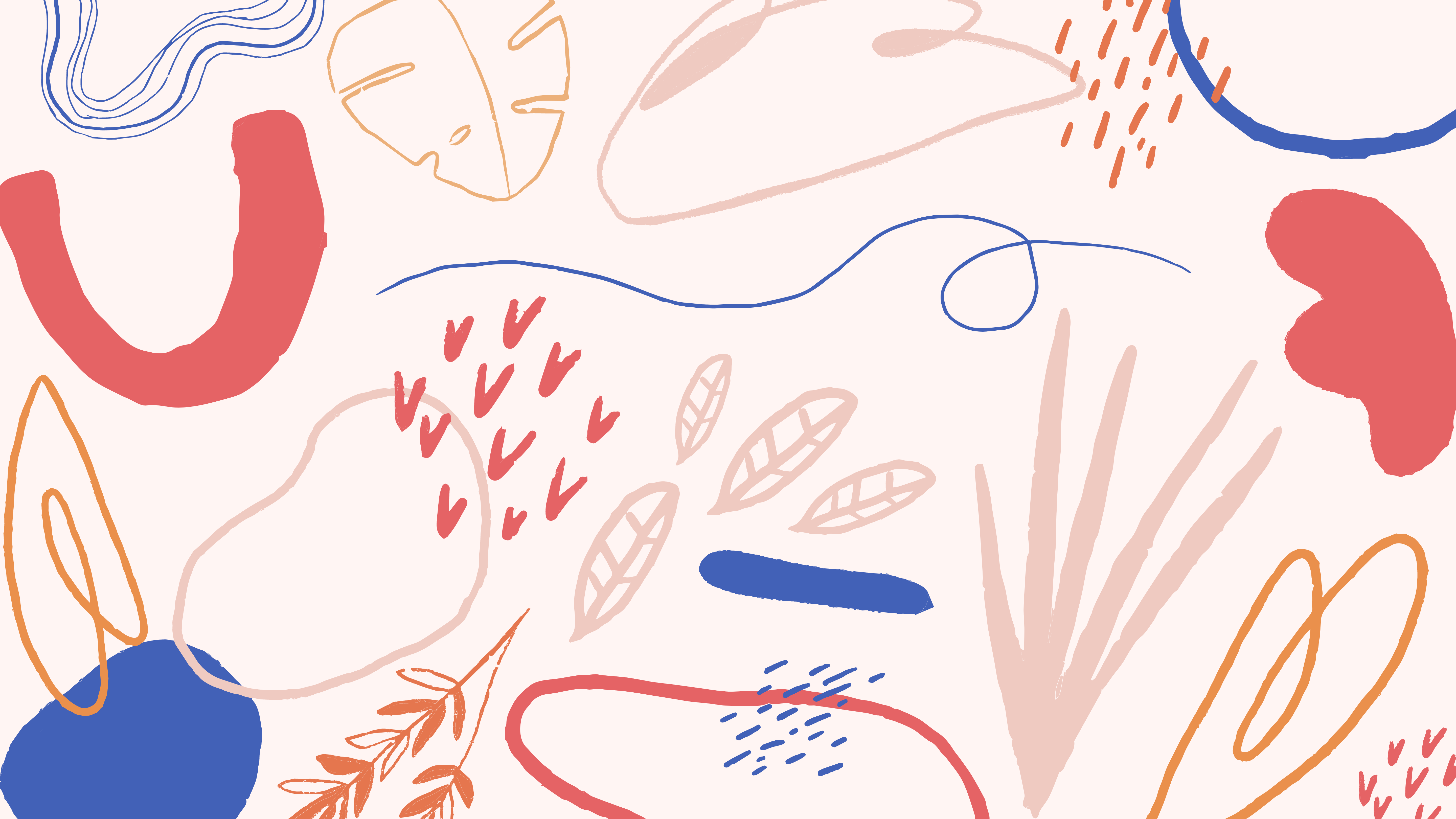 Abstrakte Formen, Doodles, Bunt, Boho, Linien, 5K, Hintergrundbild für den PC