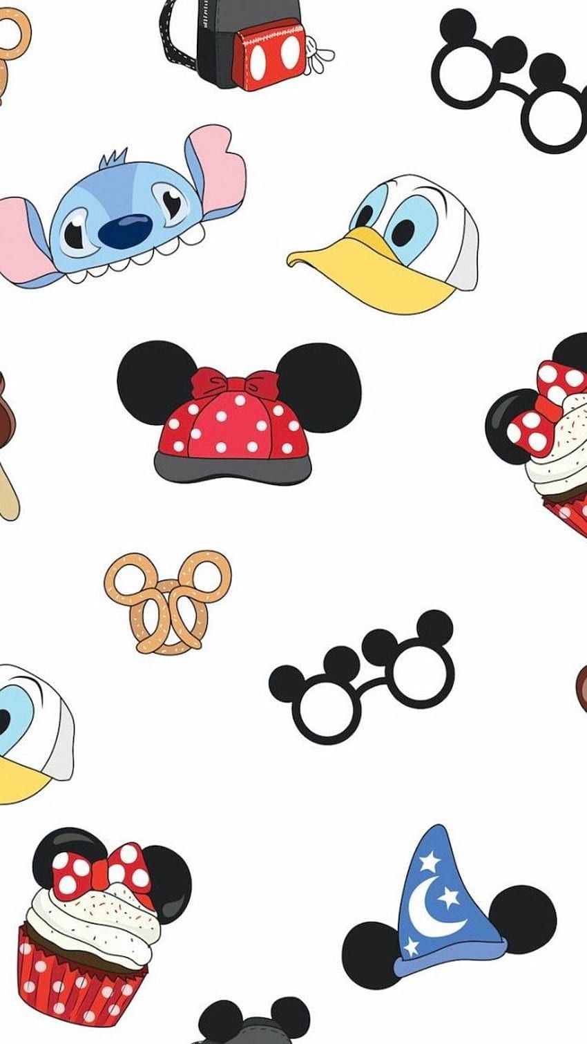 Micky Maus, Stitch, Donald Duck, Minnie Maus, Muster, Disney-Symbole, HD, iPhone-Hintergrundbild