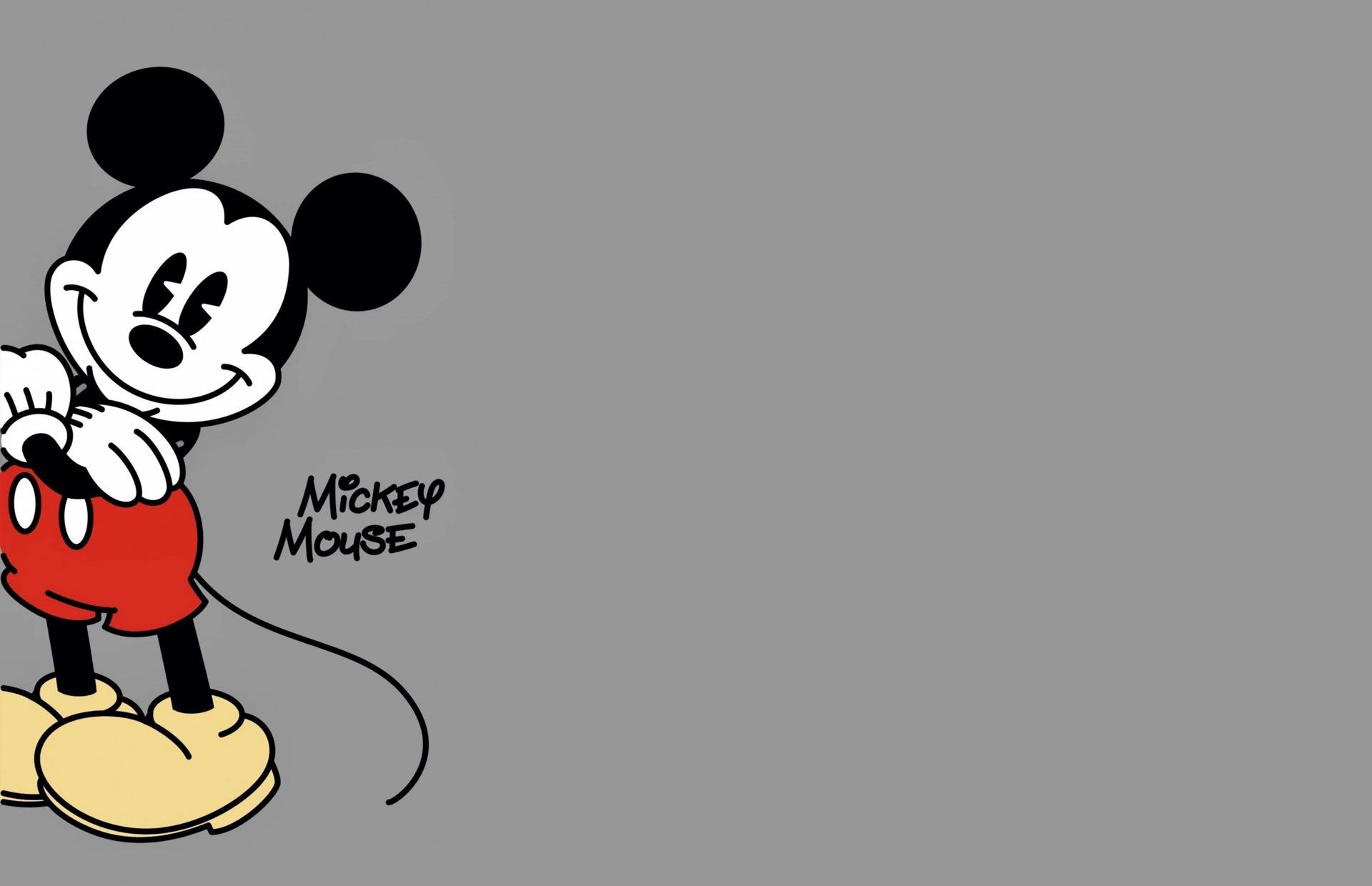 Micky Maus, Schriftzug, Grauer Hintergrund, Klassischer Stil, Disney, Full HD Wallpaper
