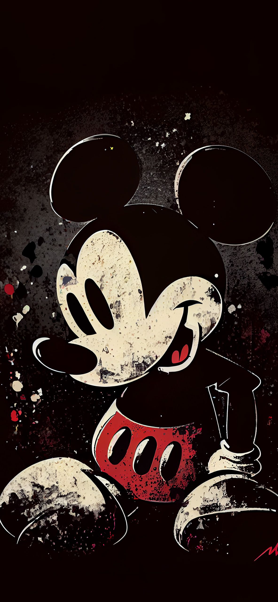 Micky Maus, Grunge, Schwarzer Hintergrund, Dunkle Töne, Kunststil, Sperrbildschirm fürs iPhone