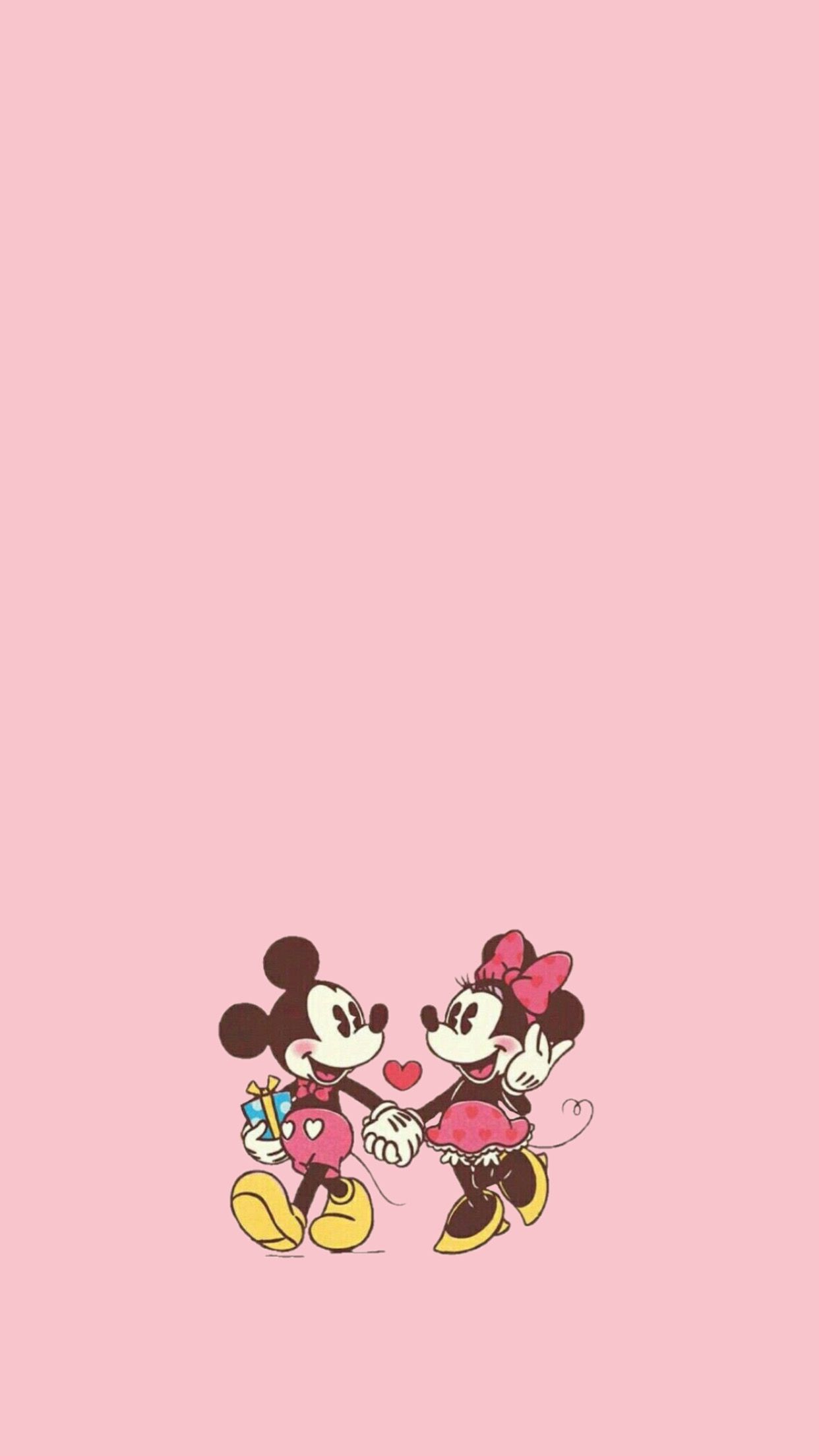 Micky Maus, Minnie Maus, Rosa Hintergrund, Paar, Minimalismus, Sperrbildschirm fürs iPhone