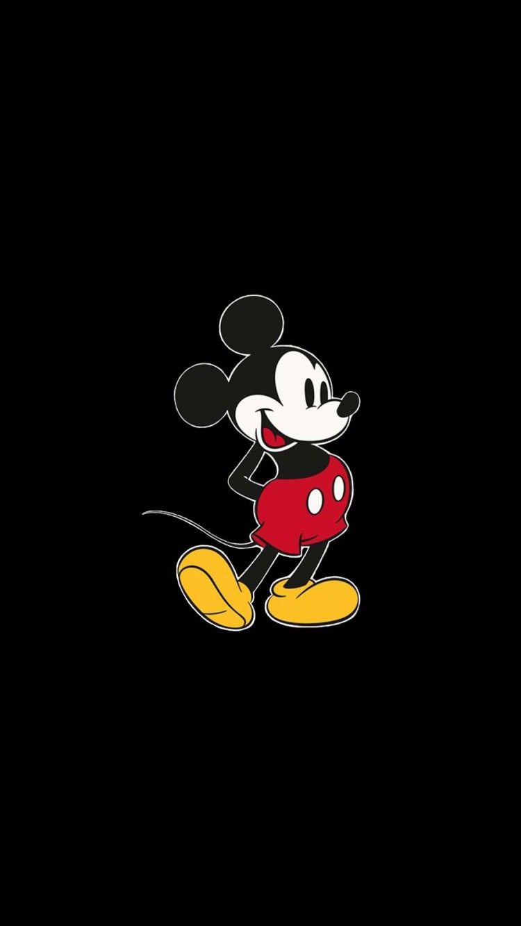 Micky Maus, Schwarzer Hintergrund, Minimalismus, Klassischer Stil, Sperrbildschirm fürs iPhone
