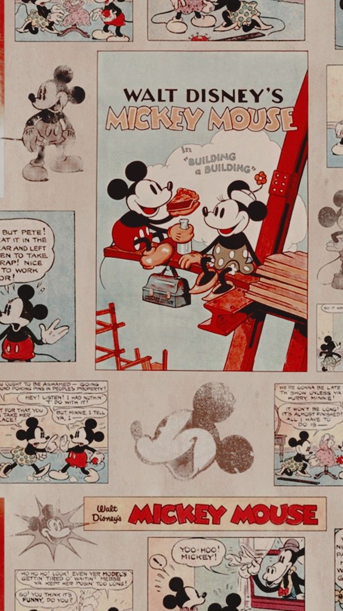 Micky Maus, Comic, Zeitungsstrip, Retro, Vintage, Hintergrundbild für iPhone und Android