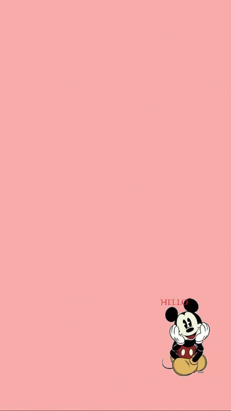 Micky Maus, Rosa Hintergrund, Minimalismus, Klein, HD, Sperrbildschirm fürs iPhone