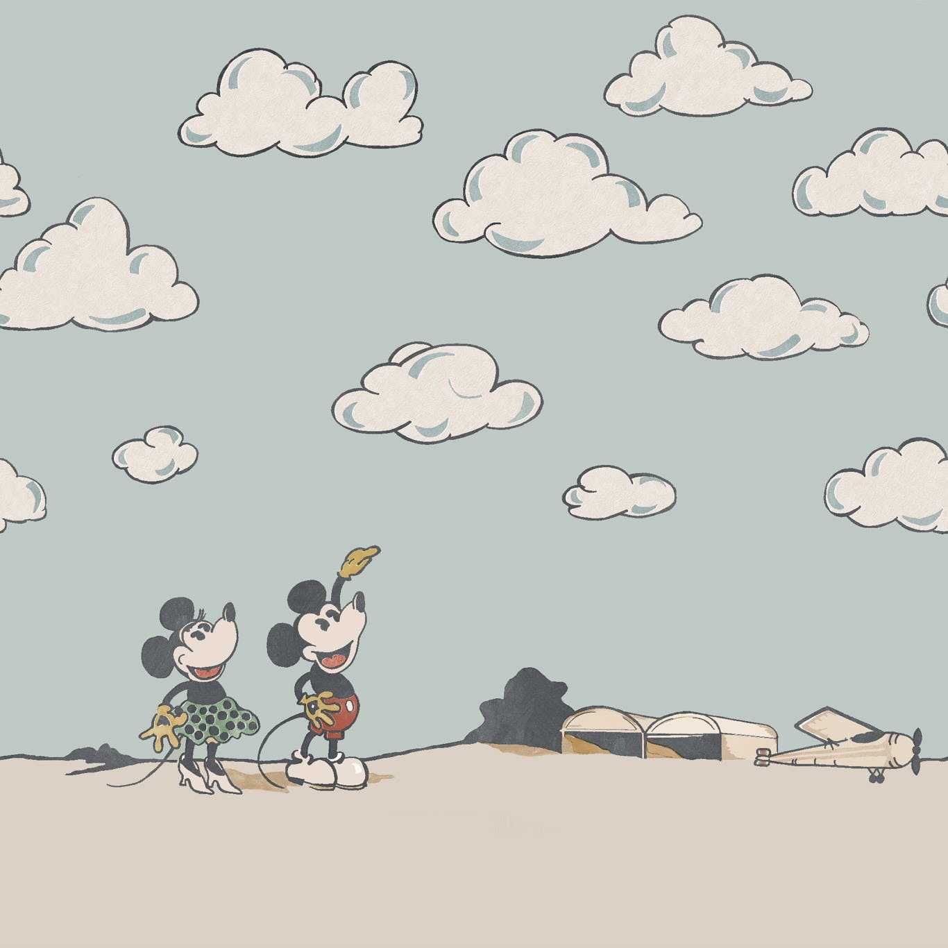 Micky Maus, Minnie Maus, Wolken, Strand, Zeichentrick, Pastell, HD, Tablet-Hintergrund