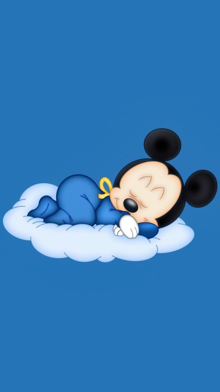 Micky Maus, Baby, Schlafen, Wolke, Blauer Hintergrund, HD, Sperrbildschirm fürs iPhone