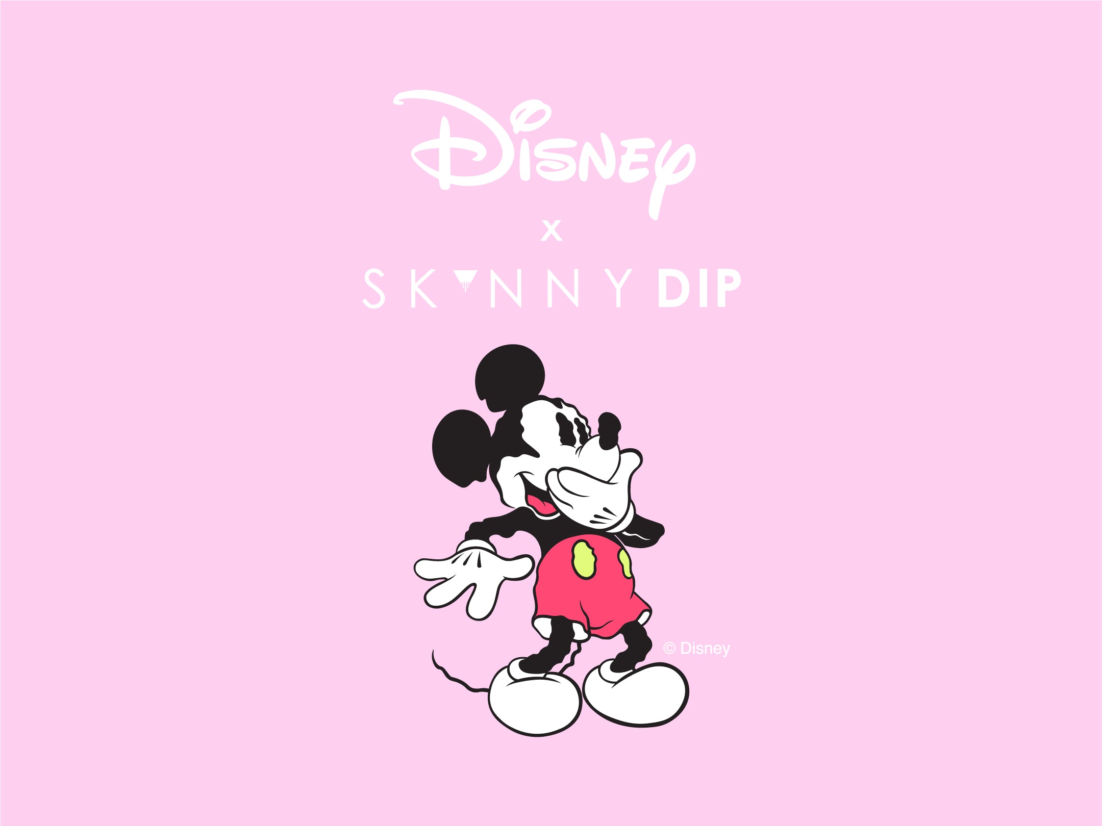 Micky Maus, Disney, Skinnydip, Rosa Hintergrund, Logo, Full HD Wallpaper