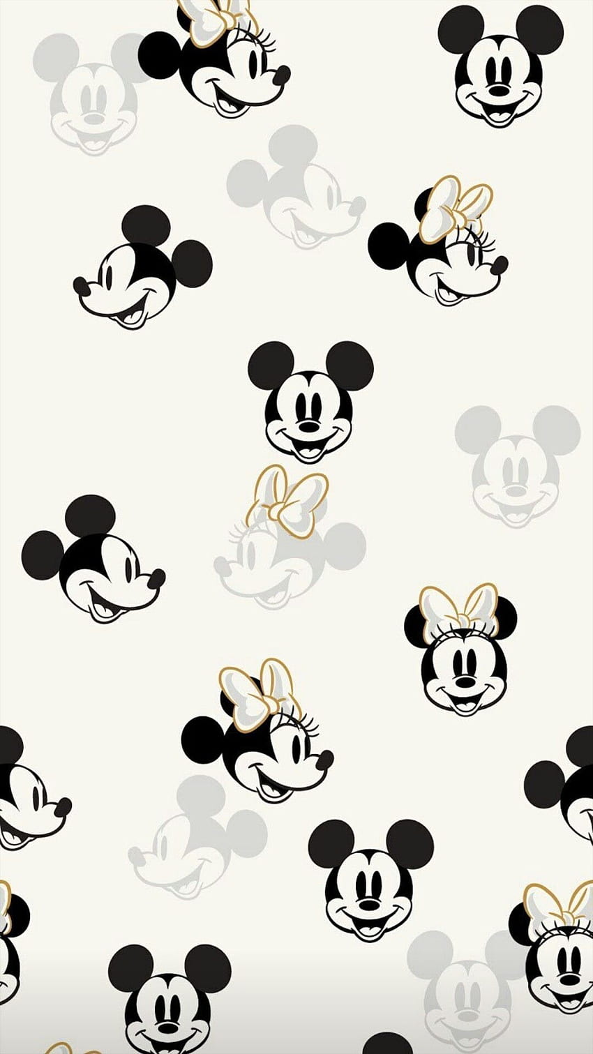 Micky Maus, Minnie Maus, Muster, Weißer Hintergrund, Gesichter, Sperrbildschirm fürs iPhone
