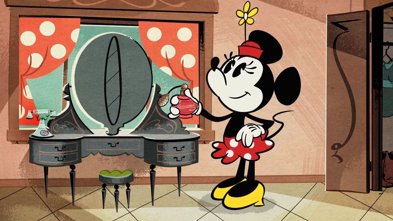 Minnie Maus, Schminktisch, Spiegel, Zimmer, Zeichentrick, HD, Desktop-Hintergrund