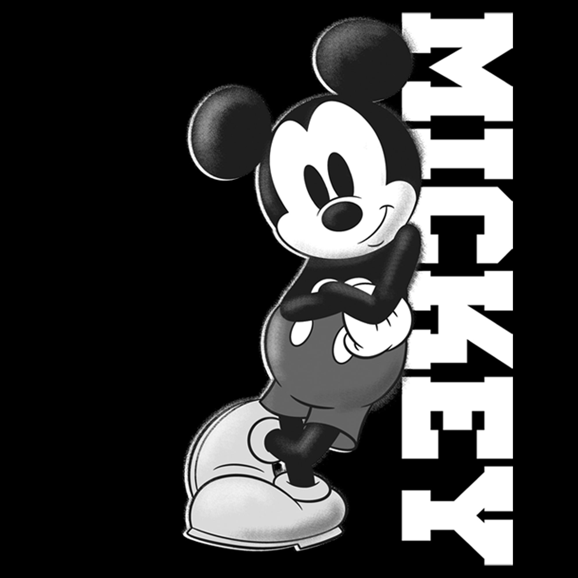 Micky Maus, Schriftzug, Schwarzweiß, Schwarzer Hintergrund, Klassischer Stil, Full HD Wallpaper