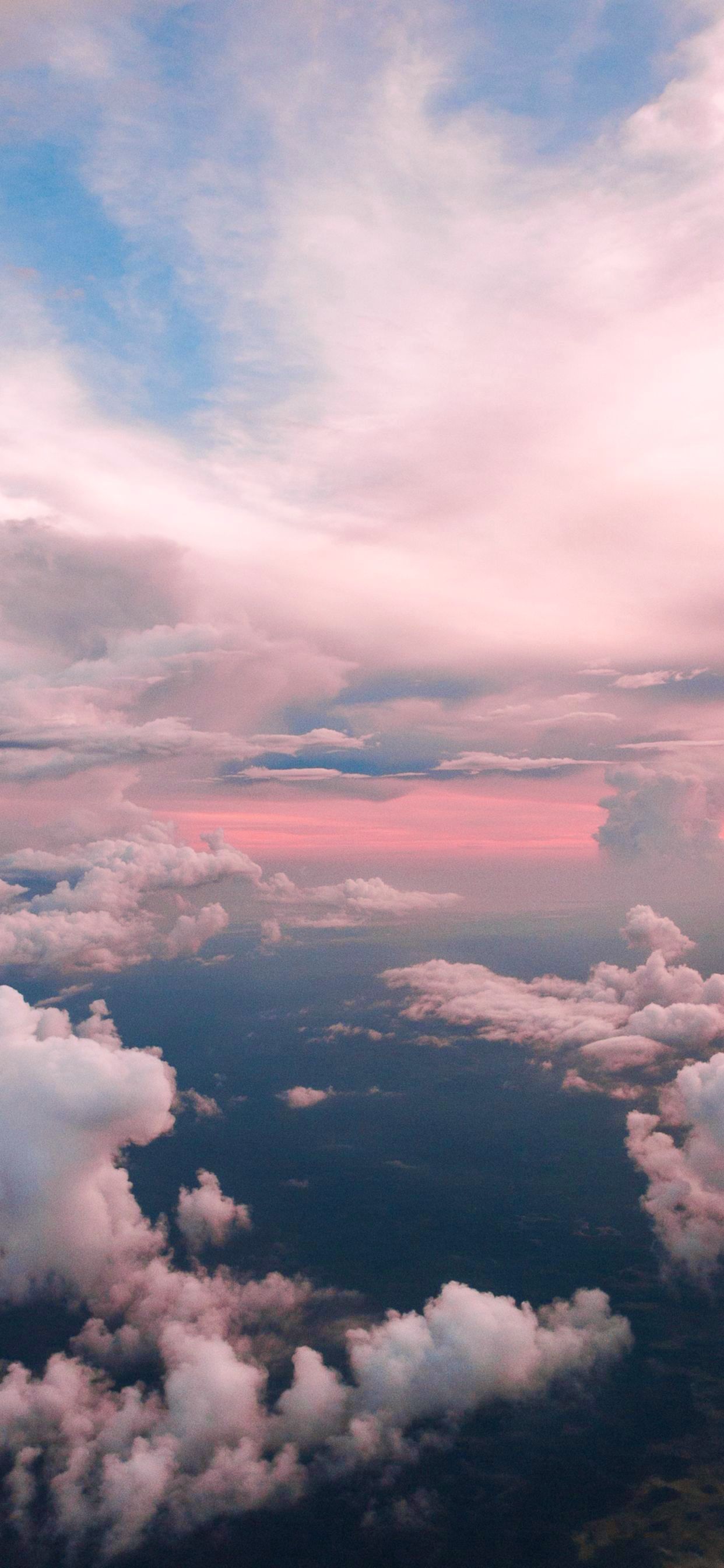 Wolken, Himmel, Rosa Wolken, Luftaufnahme, Wolkenmeer, iPhone-17-Pro-Wallpaper