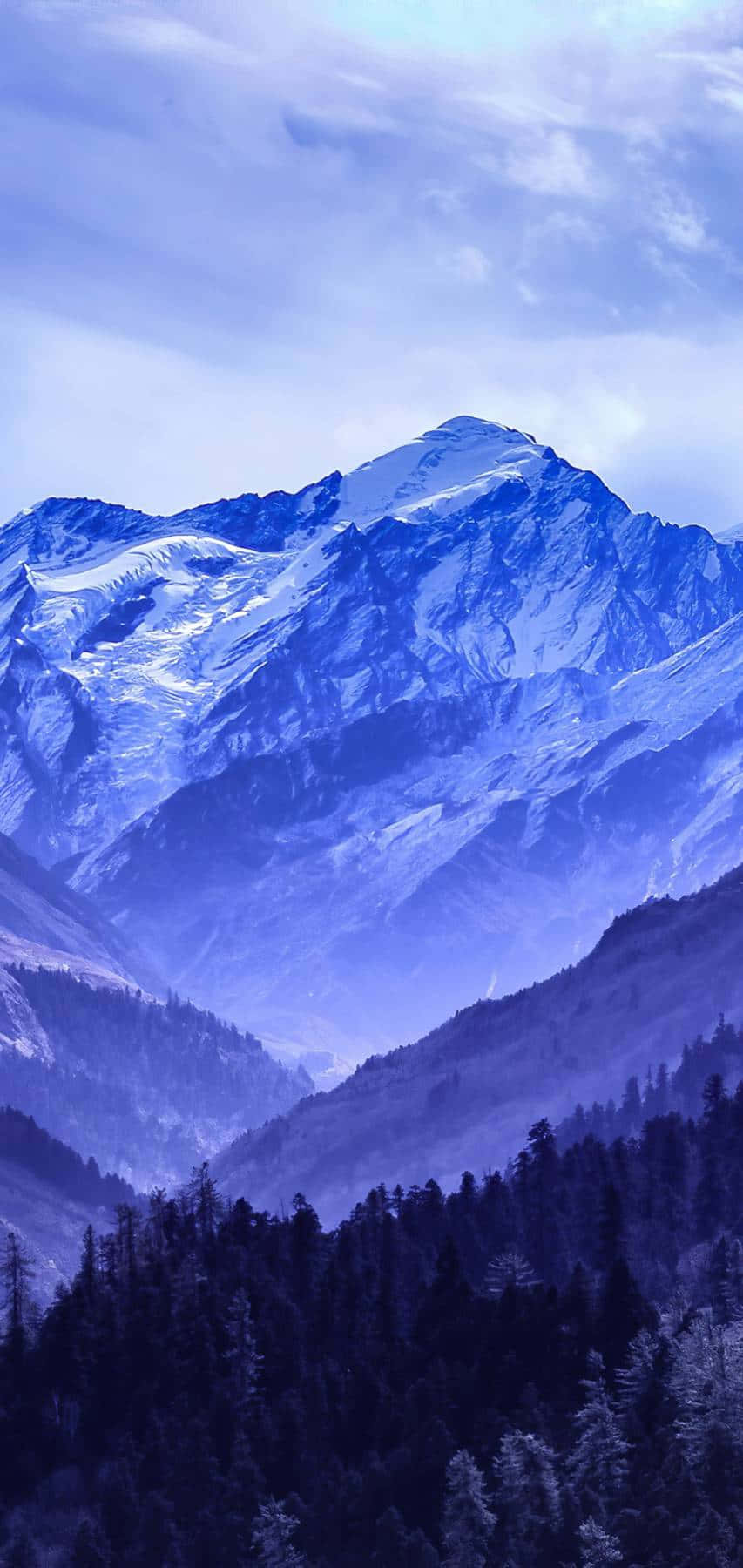 Berge, Blau, Schneegipfel, Wald, Nebel, HD, Sperrbildschirm fürs iPhone