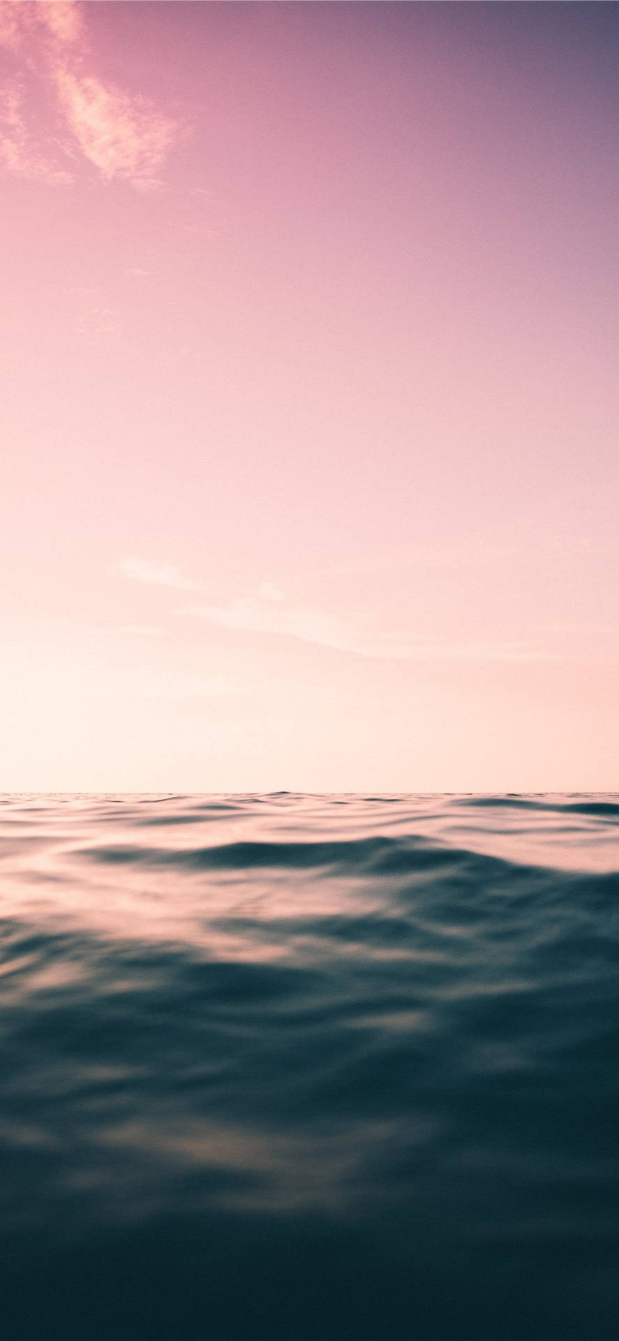 Meer, Wellen, Rosa Himmel, Horizont, Minimalismus, iPhone 17 Pro, Handy-Hintergrundbild