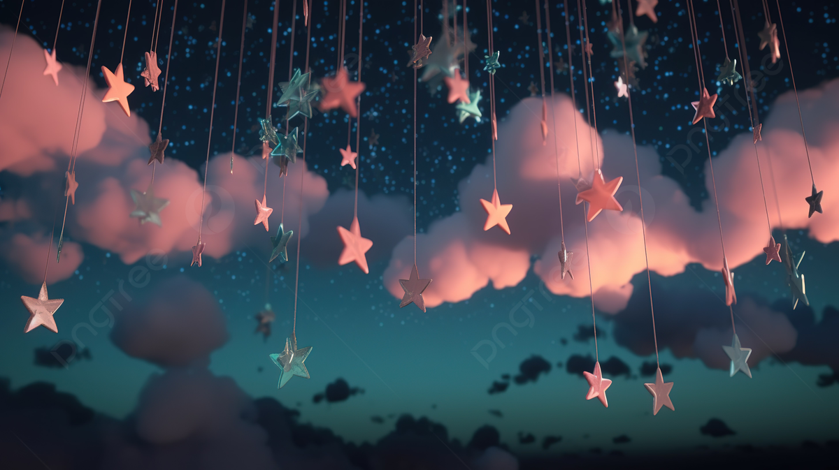 Sterne, Wolken, Rosa, Fantasy, Nachthimmel, Hintergrundbild