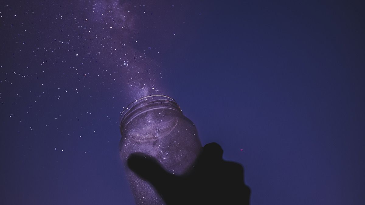 Glas, Milchstraße, Sterne, Hand, Lila, Hintergrund