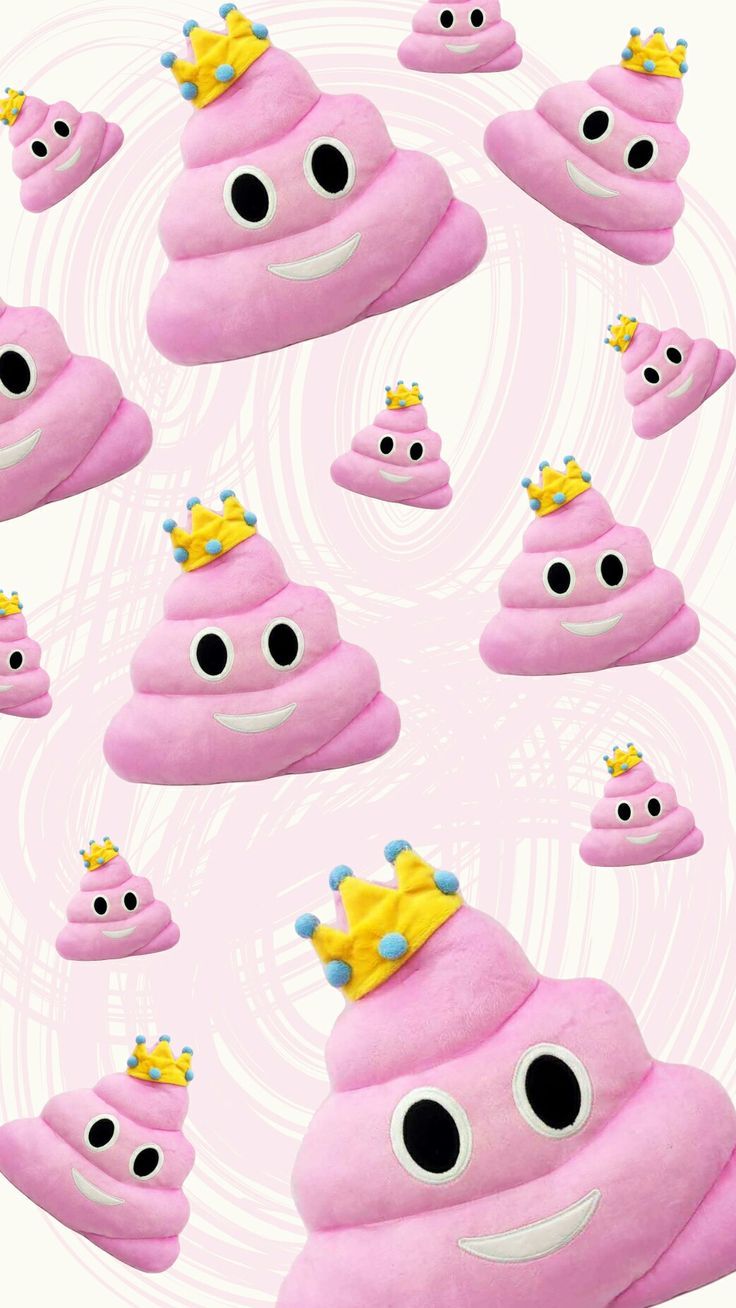 Kackhaufen-Emoji, Krone, Rosa, Muster, Lustig, HD, Hintergrundbild fürs Handy