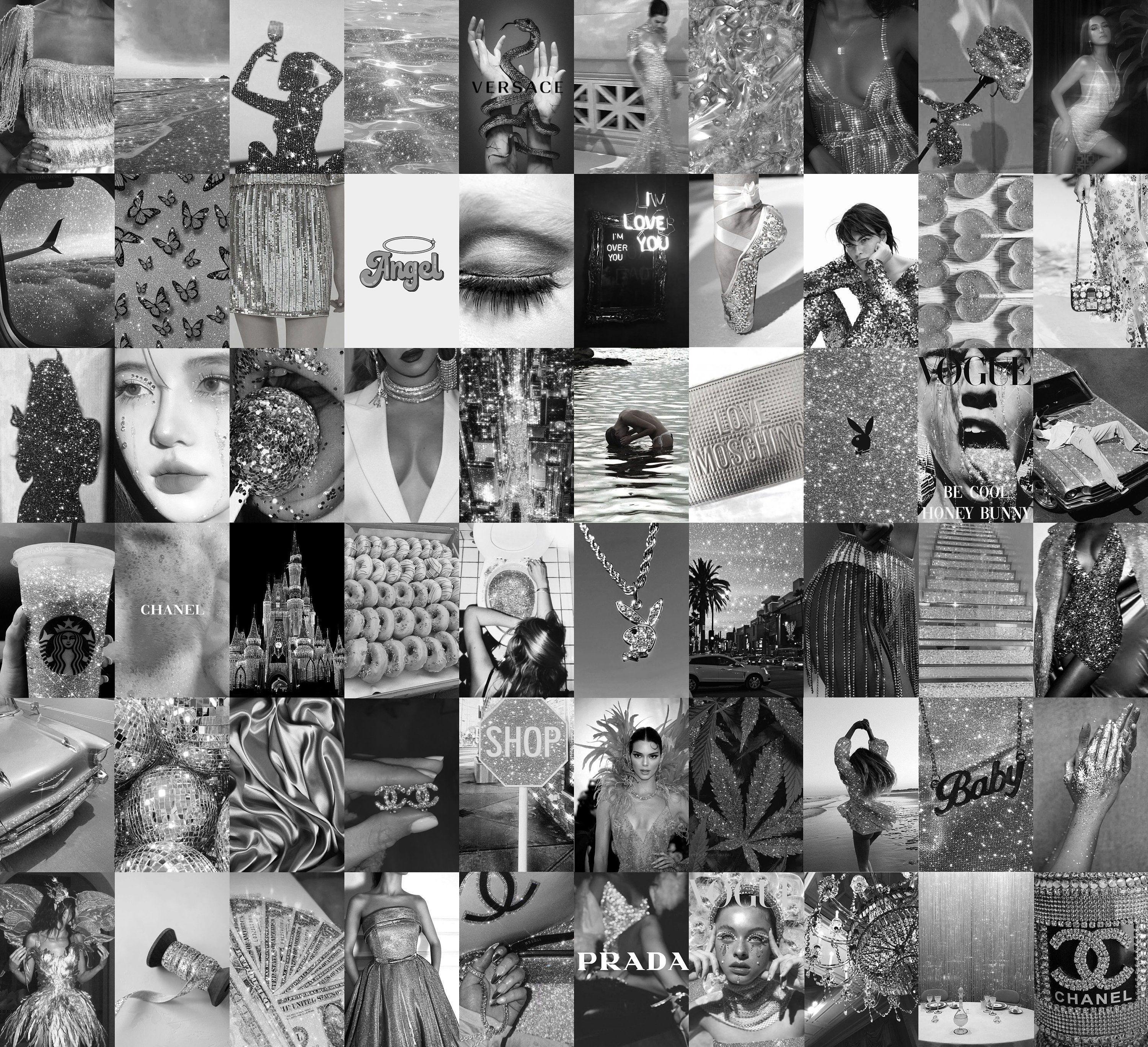 Collage, Schwarz-Weiß, Fotowand, Mode, Ästhetik, Hintergrundbild für iPad und Tablet