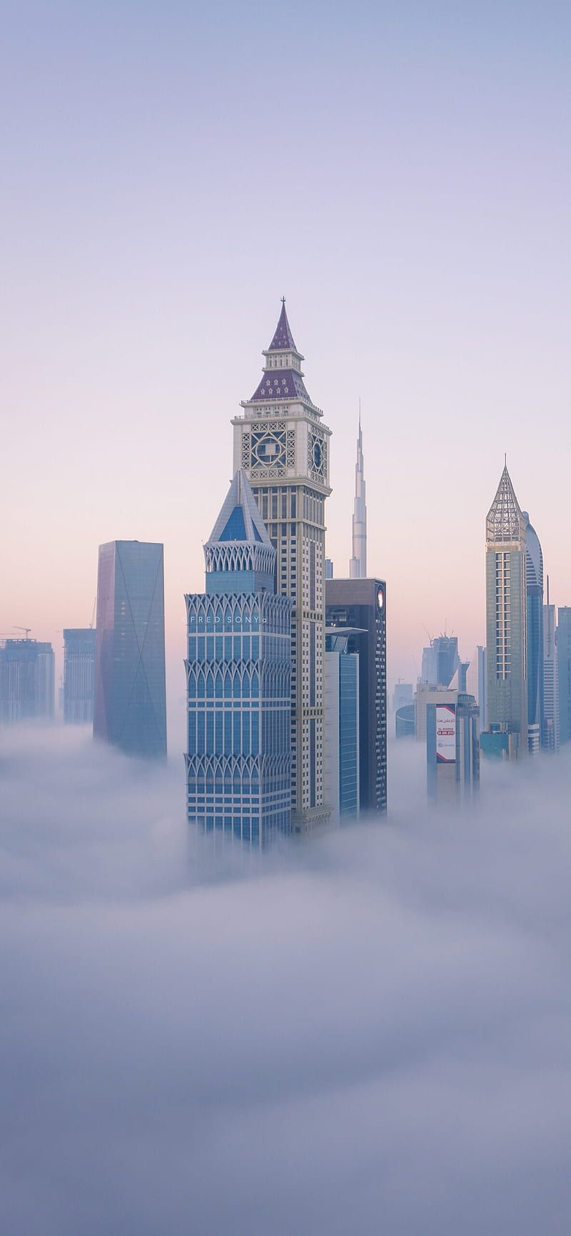 Wolkenkratzer, Nebel, Wolken, Skyline, Stadt über den Wolken, iPhone 17 Pro, Wallpaper