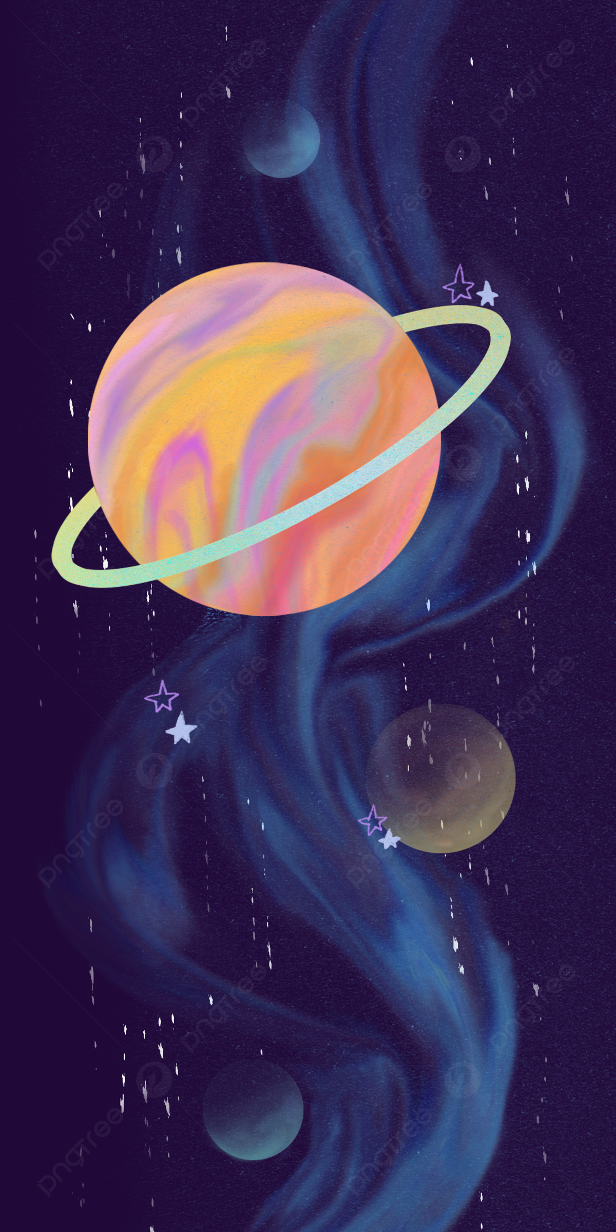 Planet, Saturn, Lila, Weltall, Illustration, Full HD, Sperrbildschirm fürs iPhone