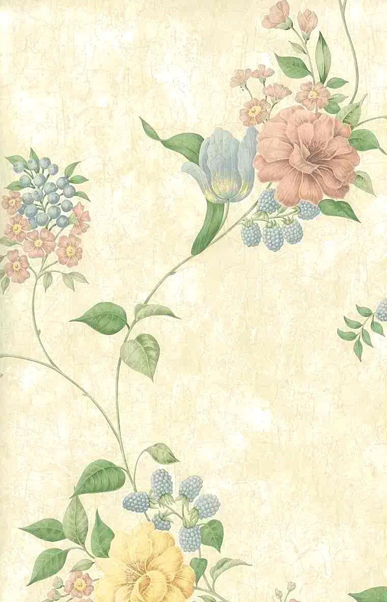 Blumenranken, Vintage, Beige, Illustration, Tapetenmuster, Android-Hintergrundbild