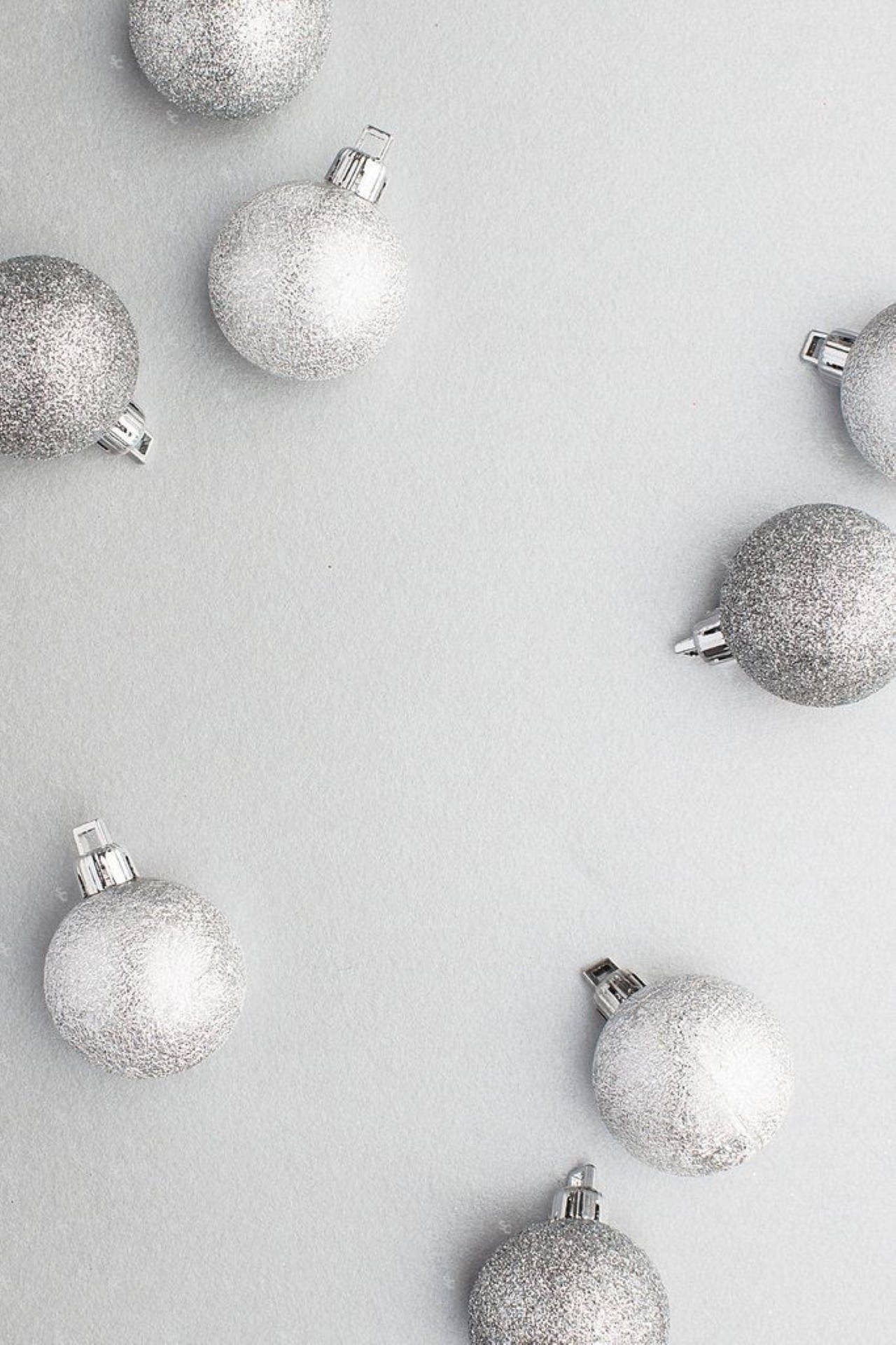 Weihnachtskugeln, Silber, Weiß, Minimalistisch, Draufsicht, Full HD, Handy-Hintergrundbild