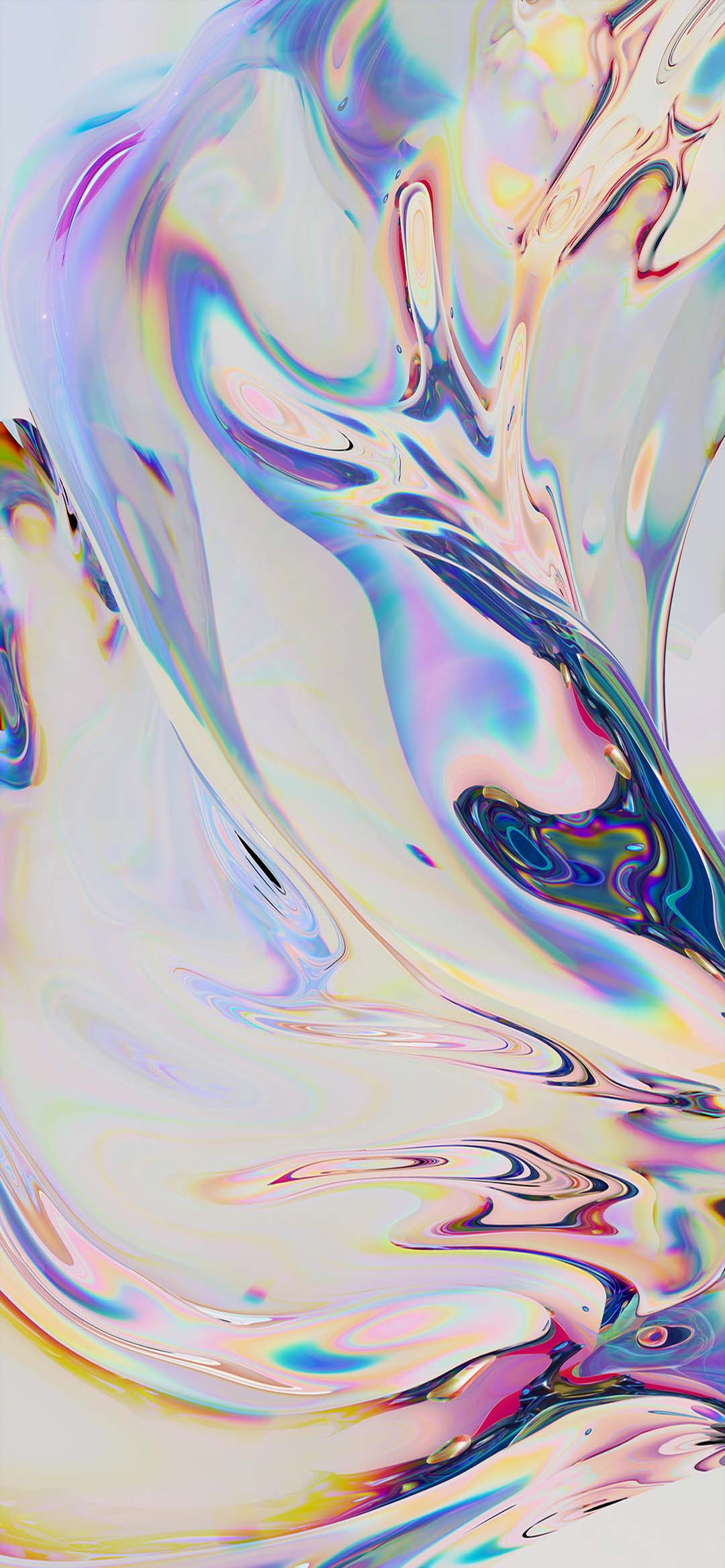Holografisch, Abstrakt, Irisierend, Flüssig, Pastellfarben, Hintergrundbild fürs iPhone