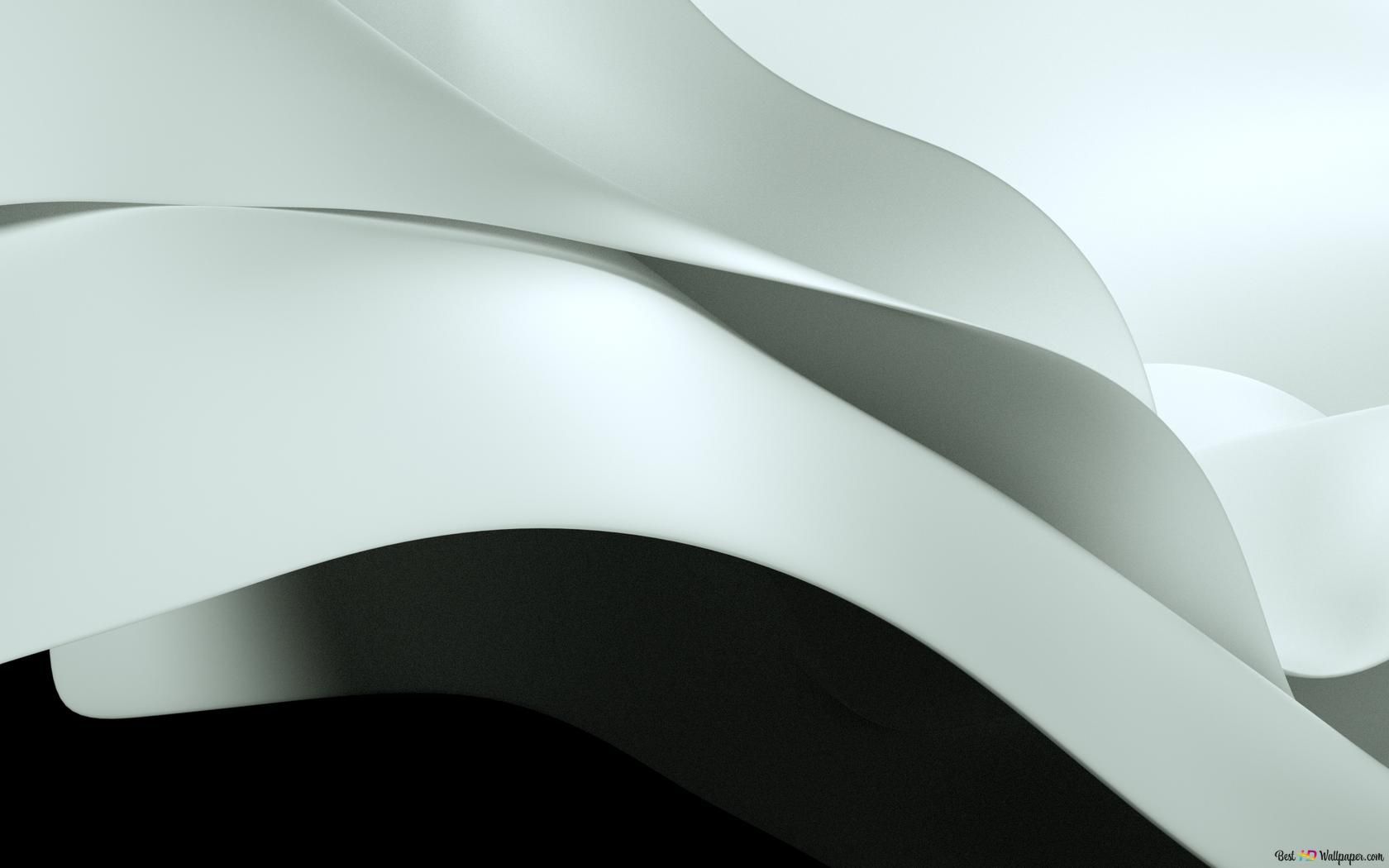 Abstrakte Formen, 3D, Weiß, Mintgrün, Wellen, HD, Desktop-Hintergrund für Windows