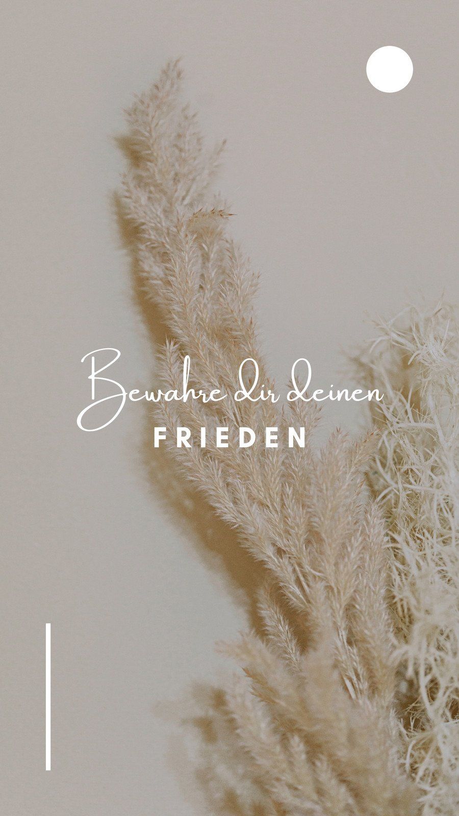 Pampasgras, Schriftzug, Frieden, Beige, Boho, Hintergrundbild für iPhone und Android