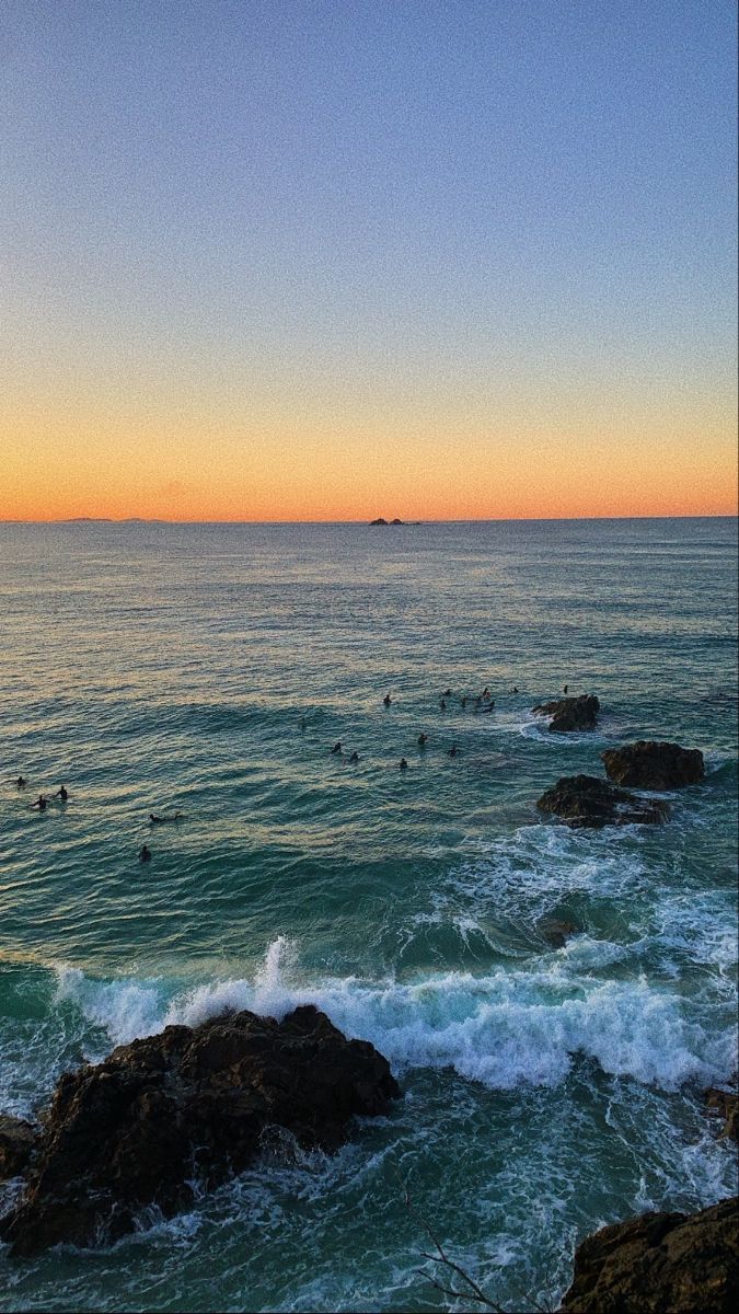 Meer, Felsen, Wellen, Sonnenuntergang, Hochformat, Hintergrundbild fürs Smartphone