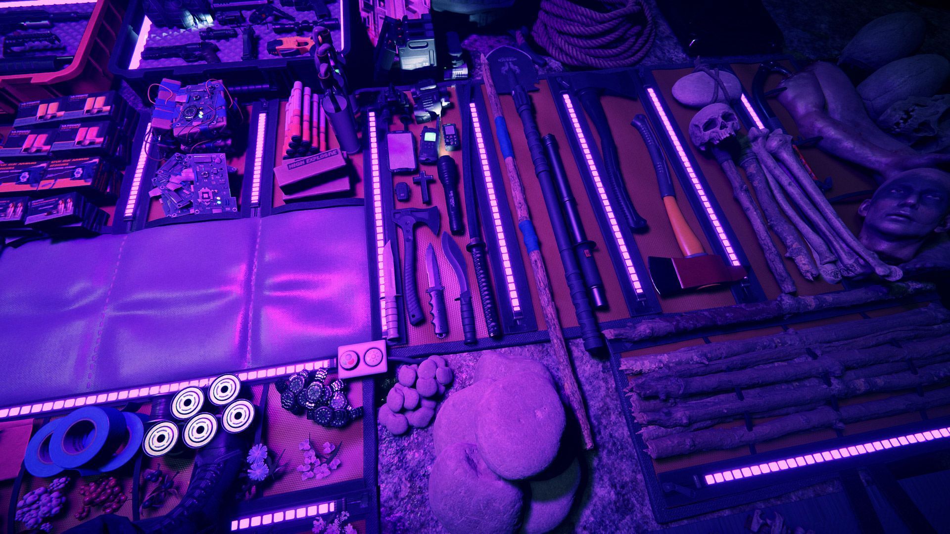 Neonlicht, Lila, Vogelperspektive, Futuristisch, 16:9, Full-HD-Hintergrundbild für den Desktop