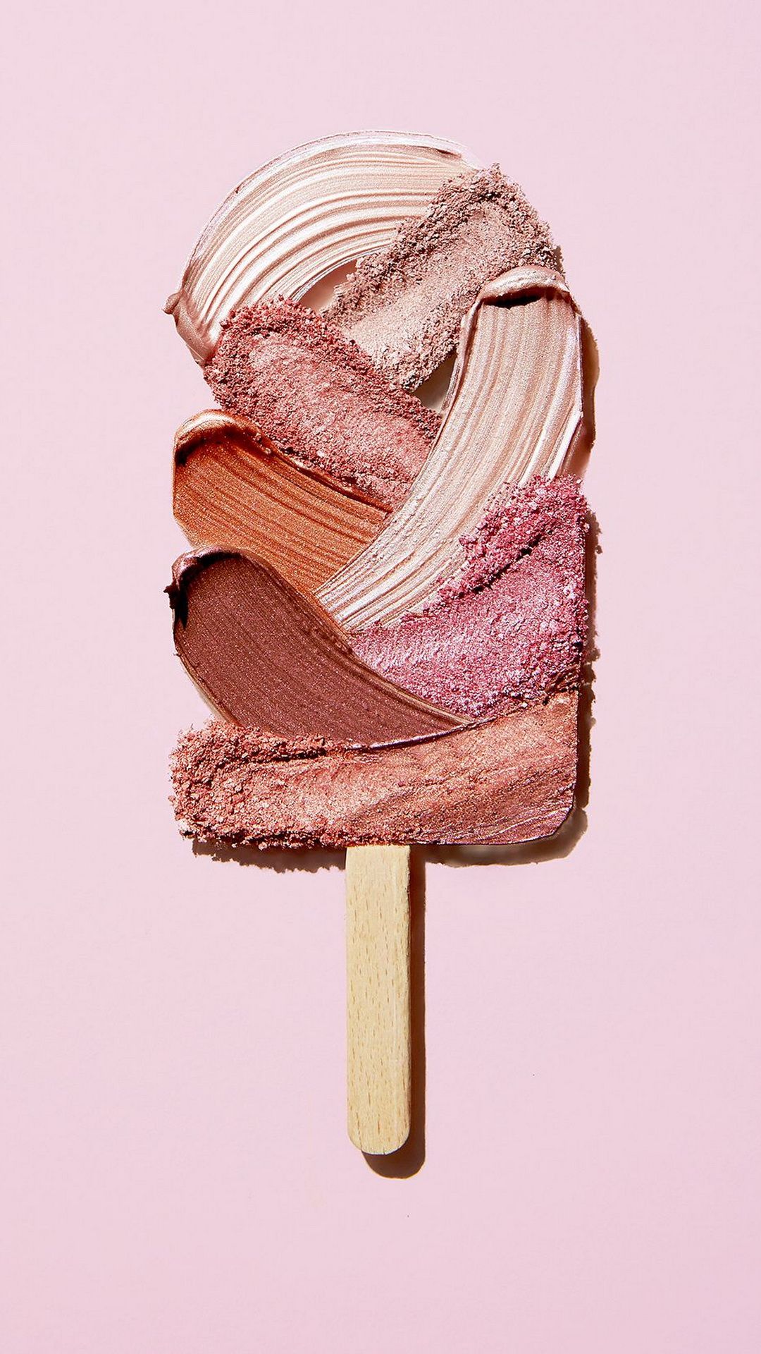 Eis am Stiel, Make-up-Texturen, Rosa Hintergrund, Kreativ, Nude-Töne, Sperrbildschirm fürs iPhone