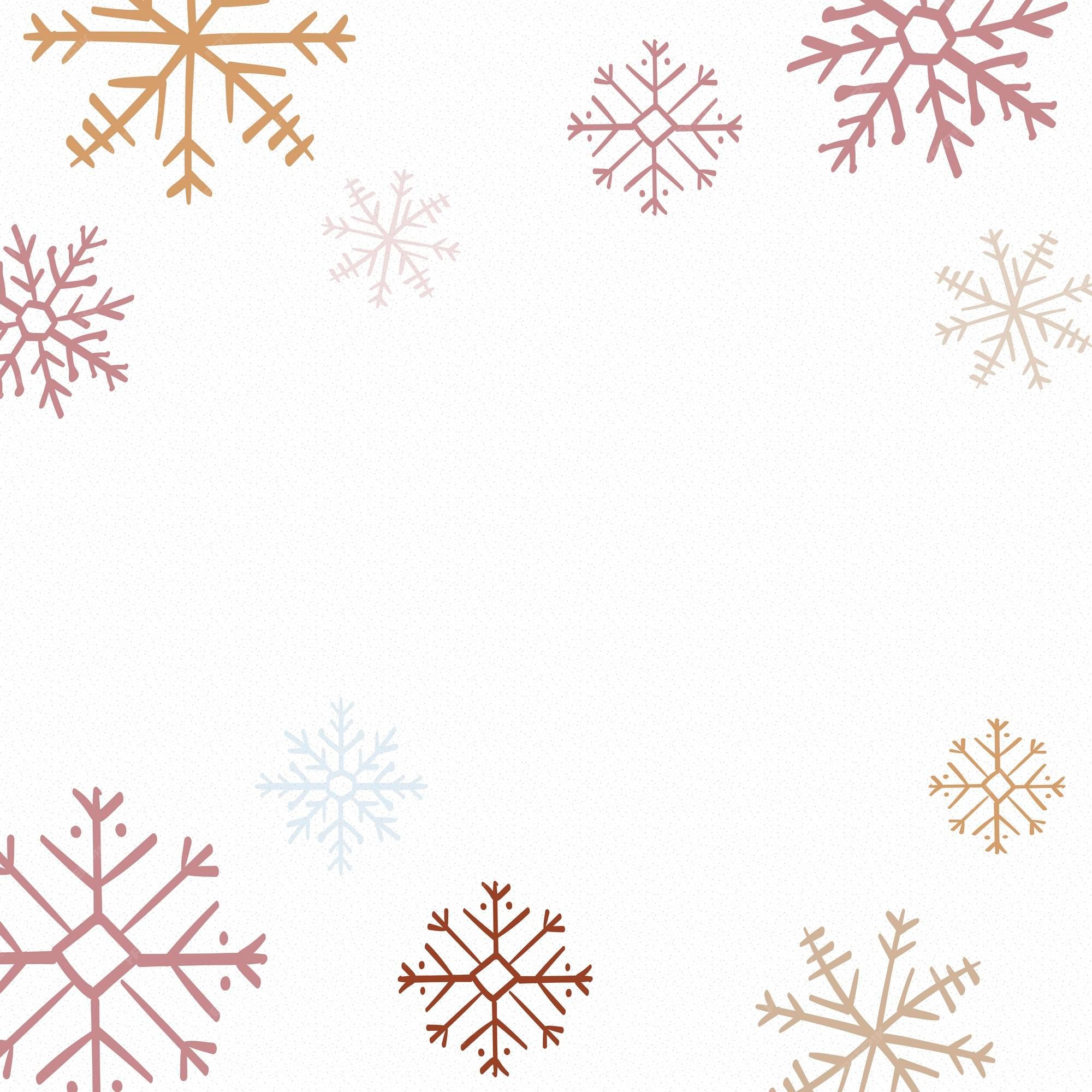 Schneeflocken, Rahmen, Pastellfarben, Minimalistisch, Weißer Hintergrund, Full HD Wallpaper