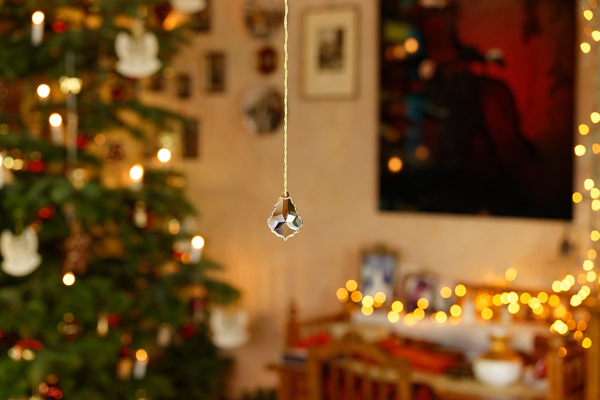 Weihnachtsbaum, Wohnzimmer, Lichterketten, Bokeh, Gemütlich, Hintergrund