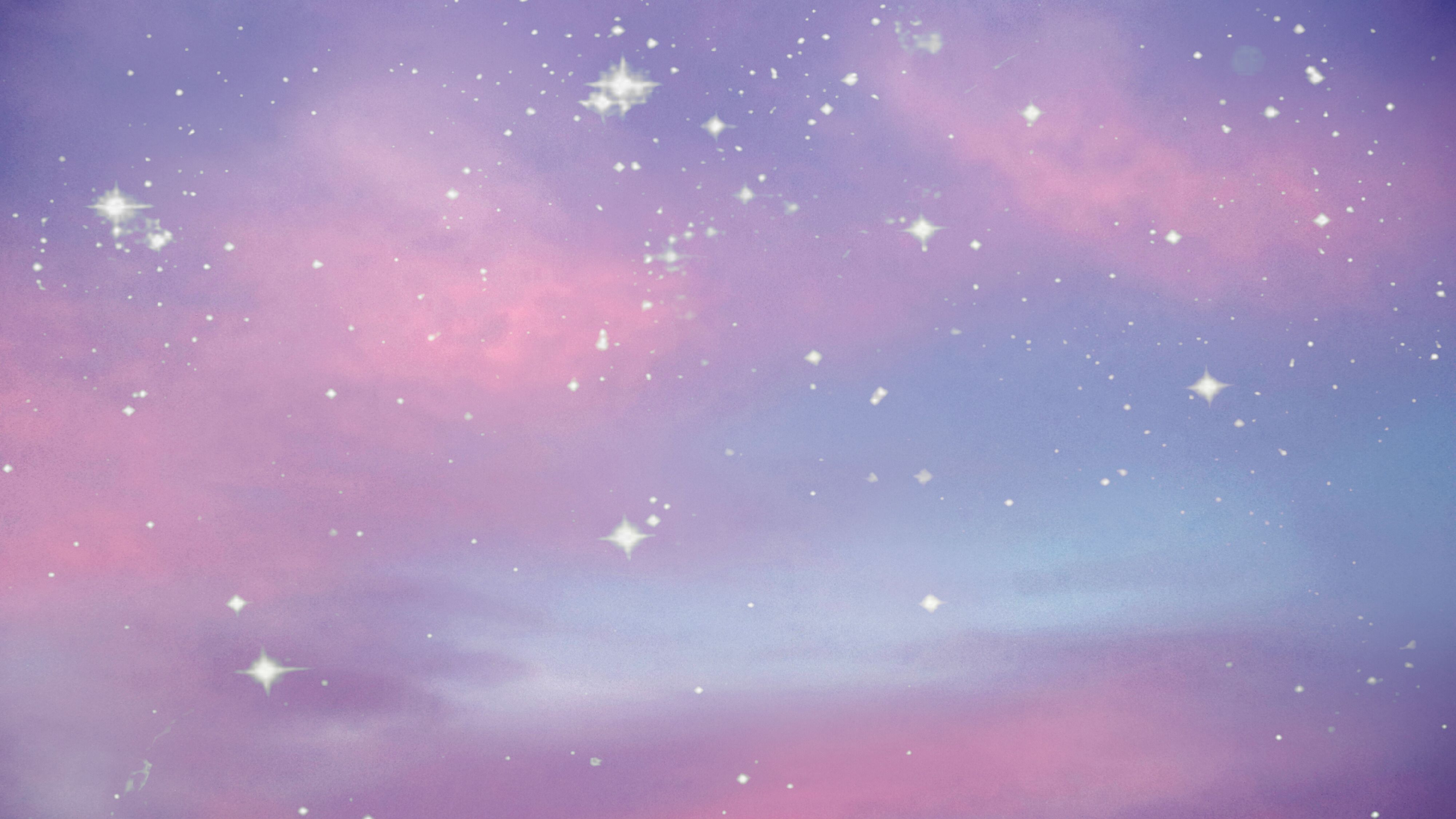 Sterne, Rosa Himmel, Pastell, Funkeln, Sanft, 16:9, 4K-Hintergrundbild für den Desktop