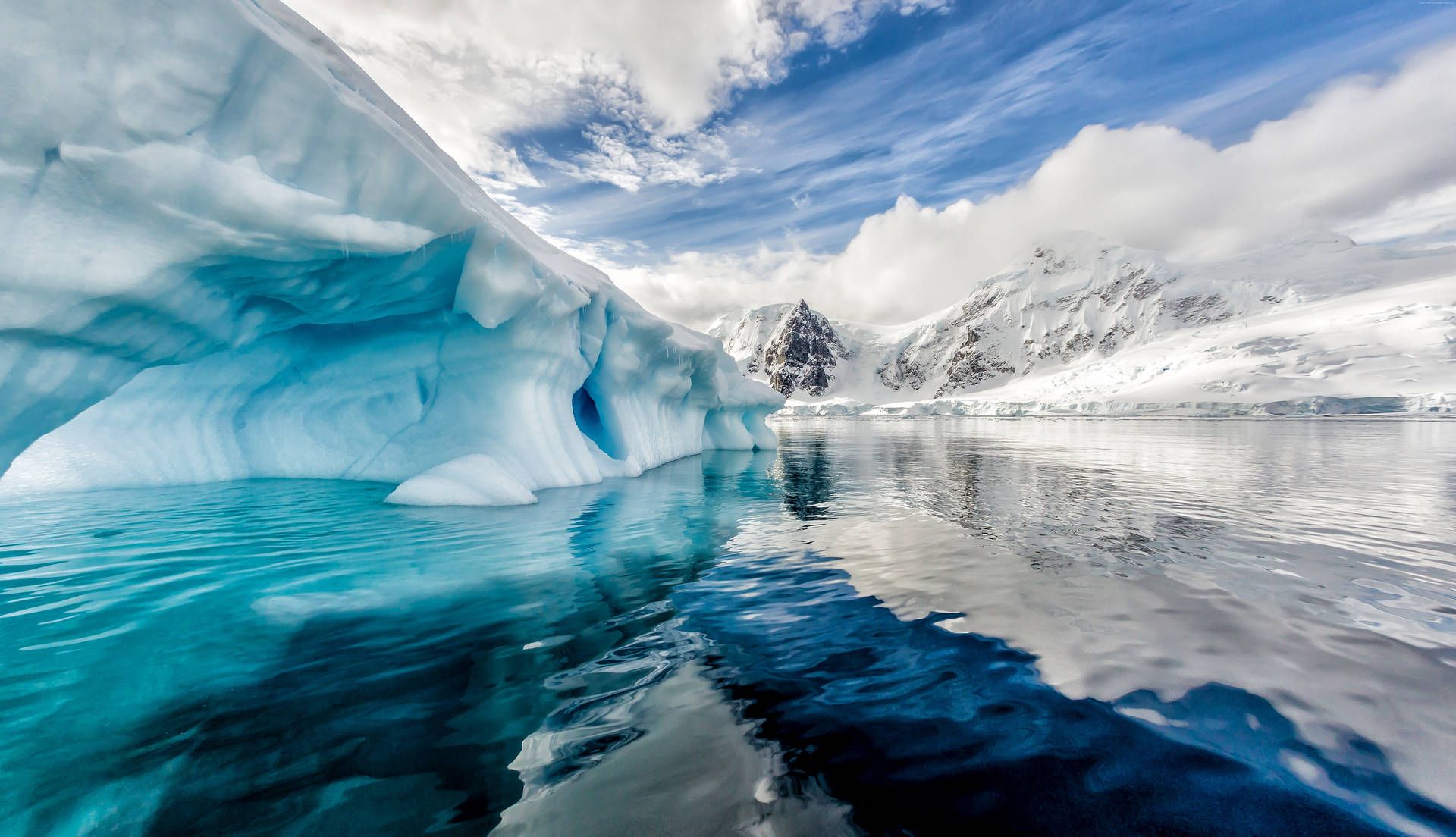 Eisberg, Antarktis, Spiegelung, Polarmeer, Berge, Full HD, Desktop-Hintergrund für Windows